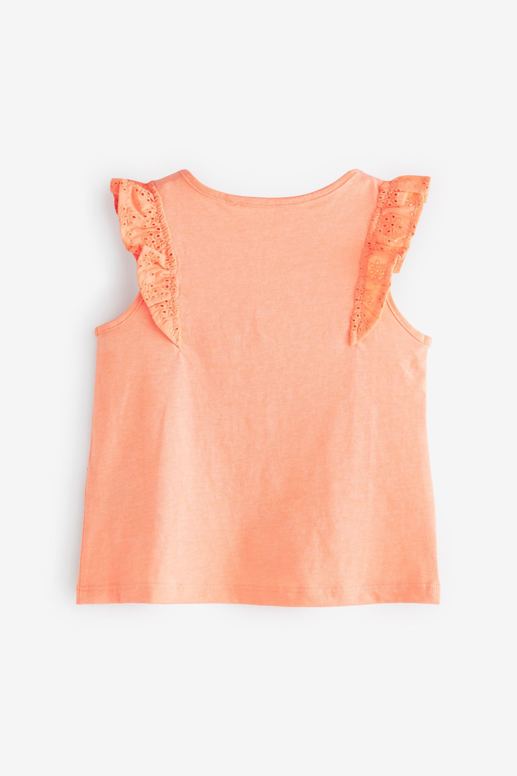 Fluro Coral Orange Cotton Frill Vest (3mths-8yrs)