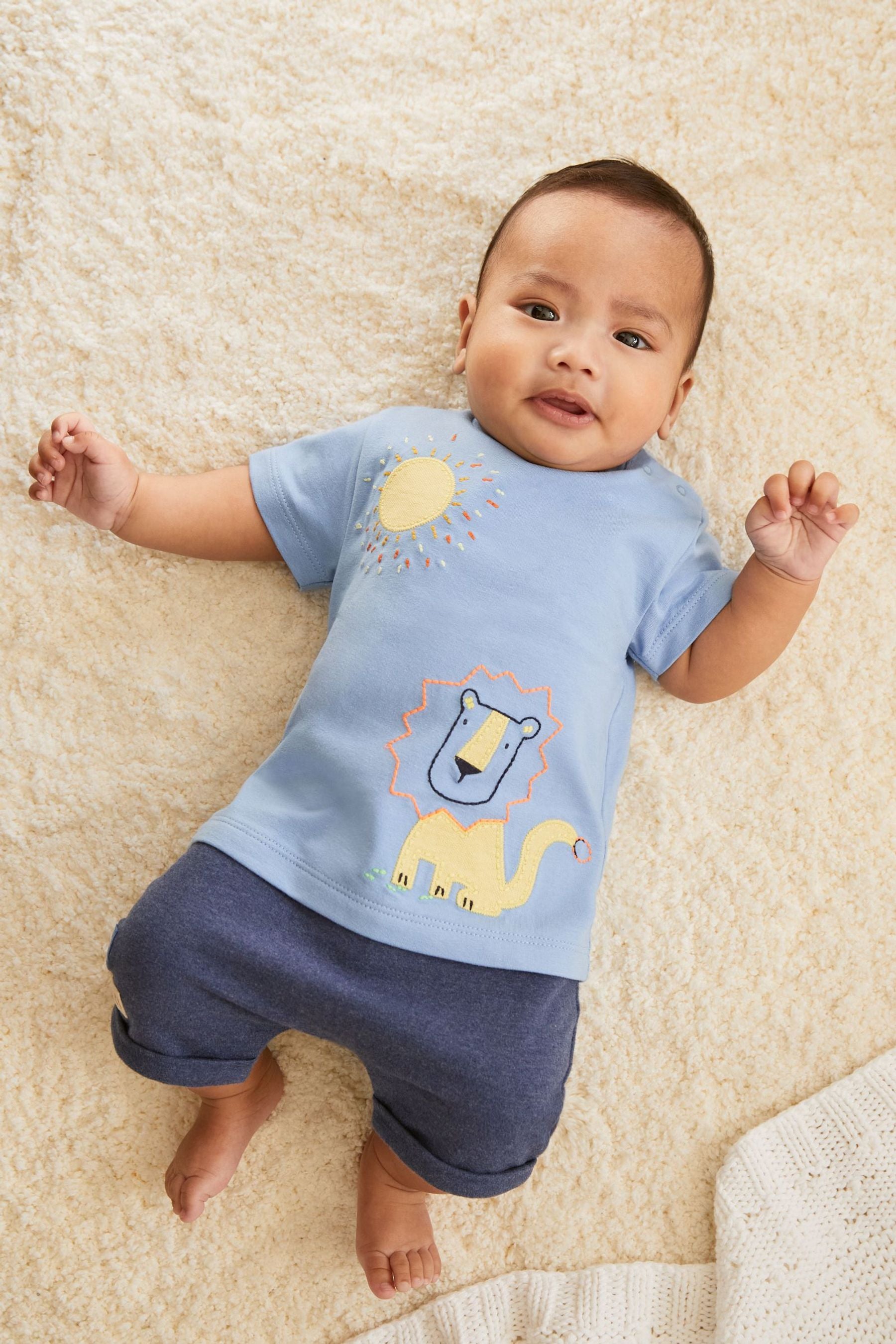 Blue Applique Lion Romper