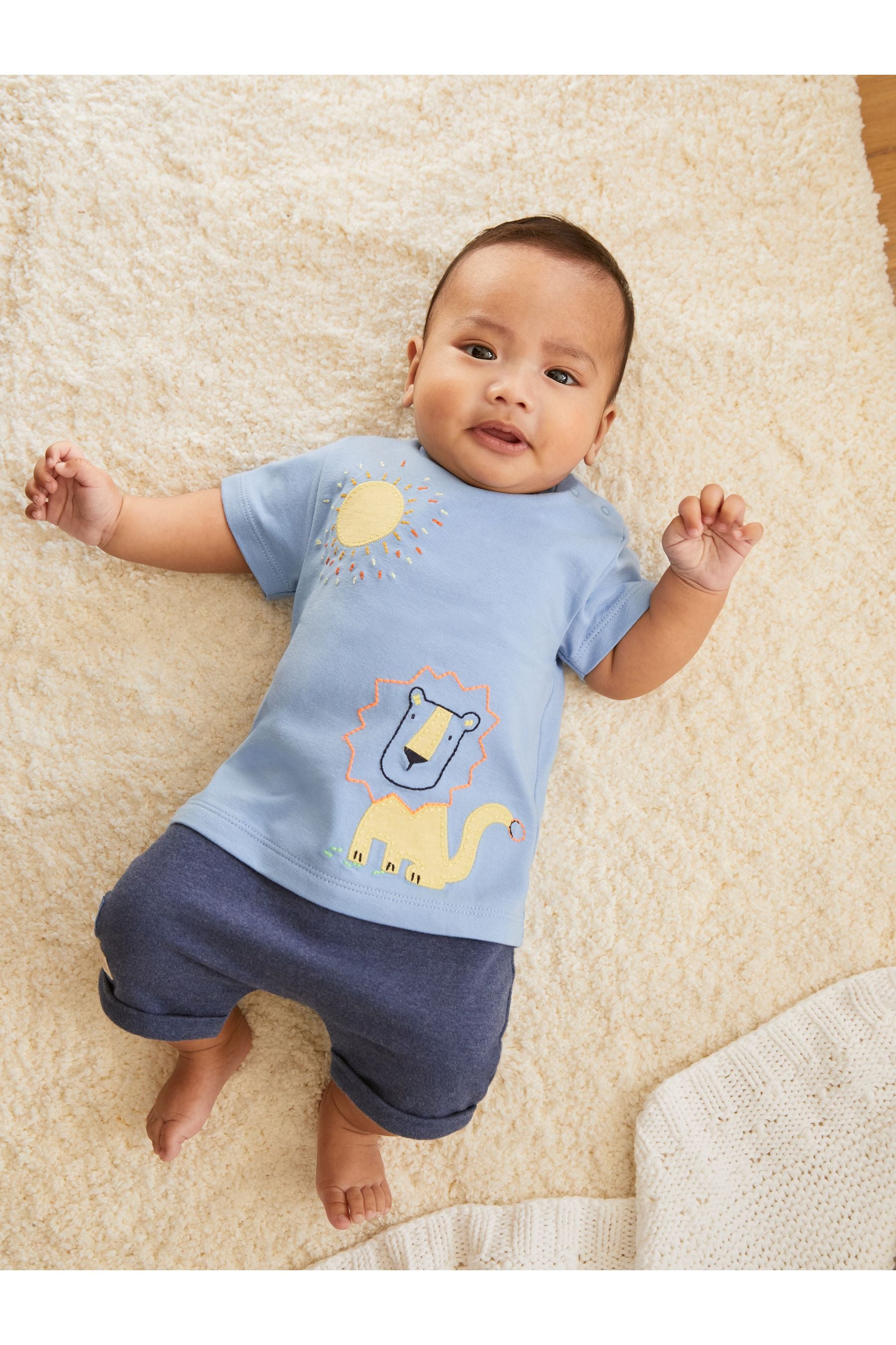 Blue Applique Lion Romper