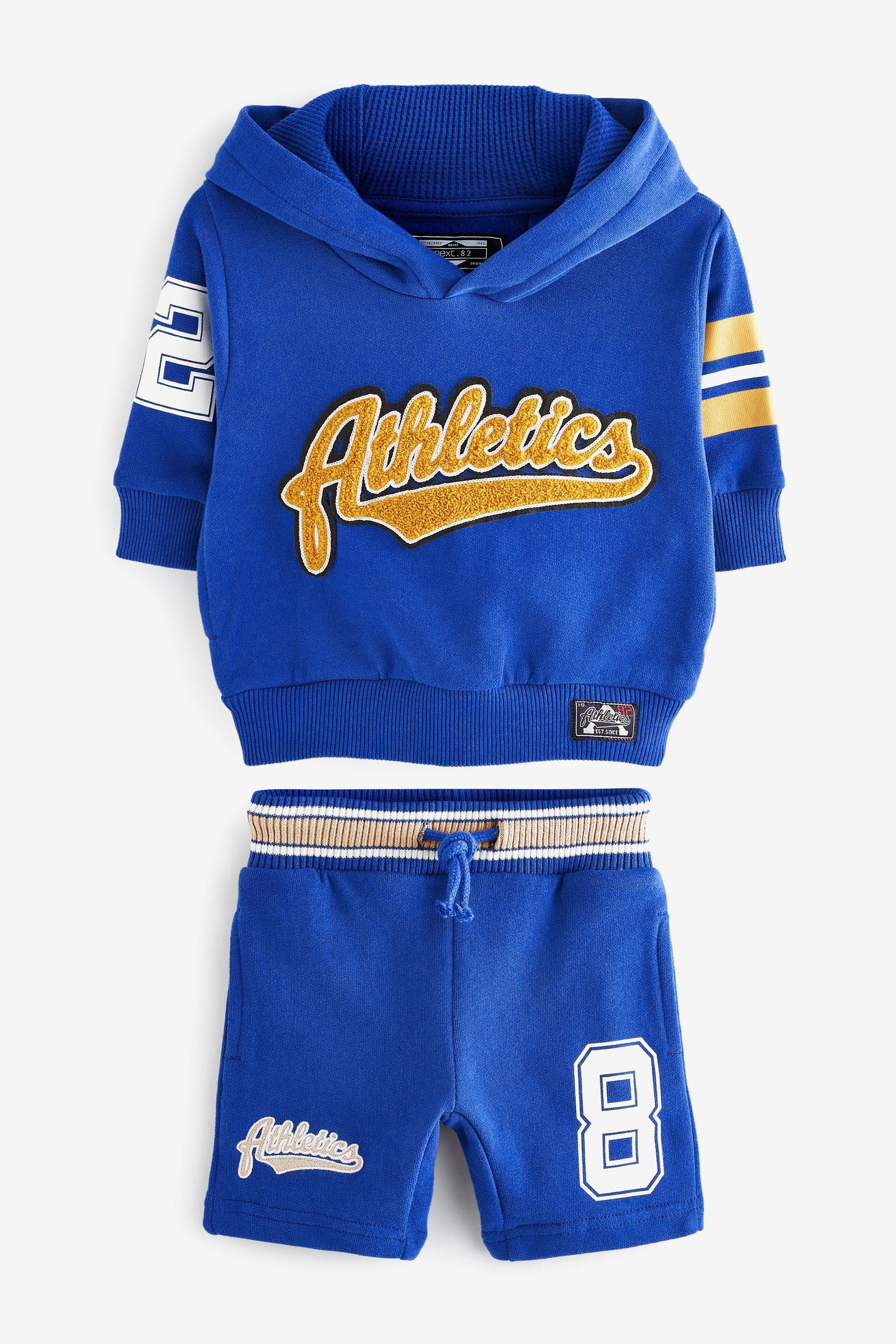 Cobalt Blue Varsity Jersey Short And Hoodie Set (3mths-7yrs)