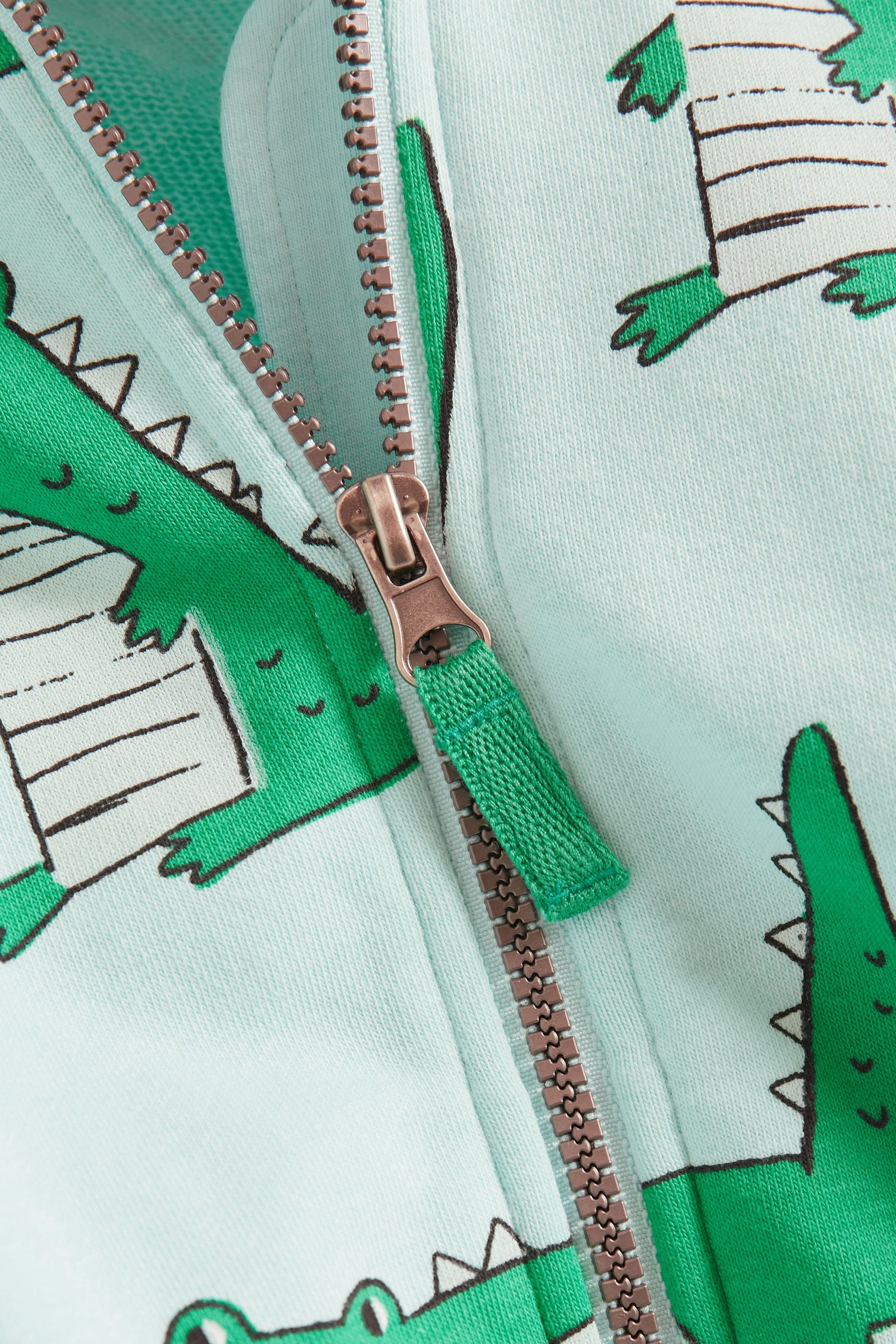 Mint Green Croc All Over Print Zip Though Hoodie (3mths-7yrs)