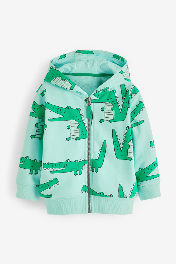 Mint Green Croc All Over Print Zip Though Hoodie (3mths-7yrs)