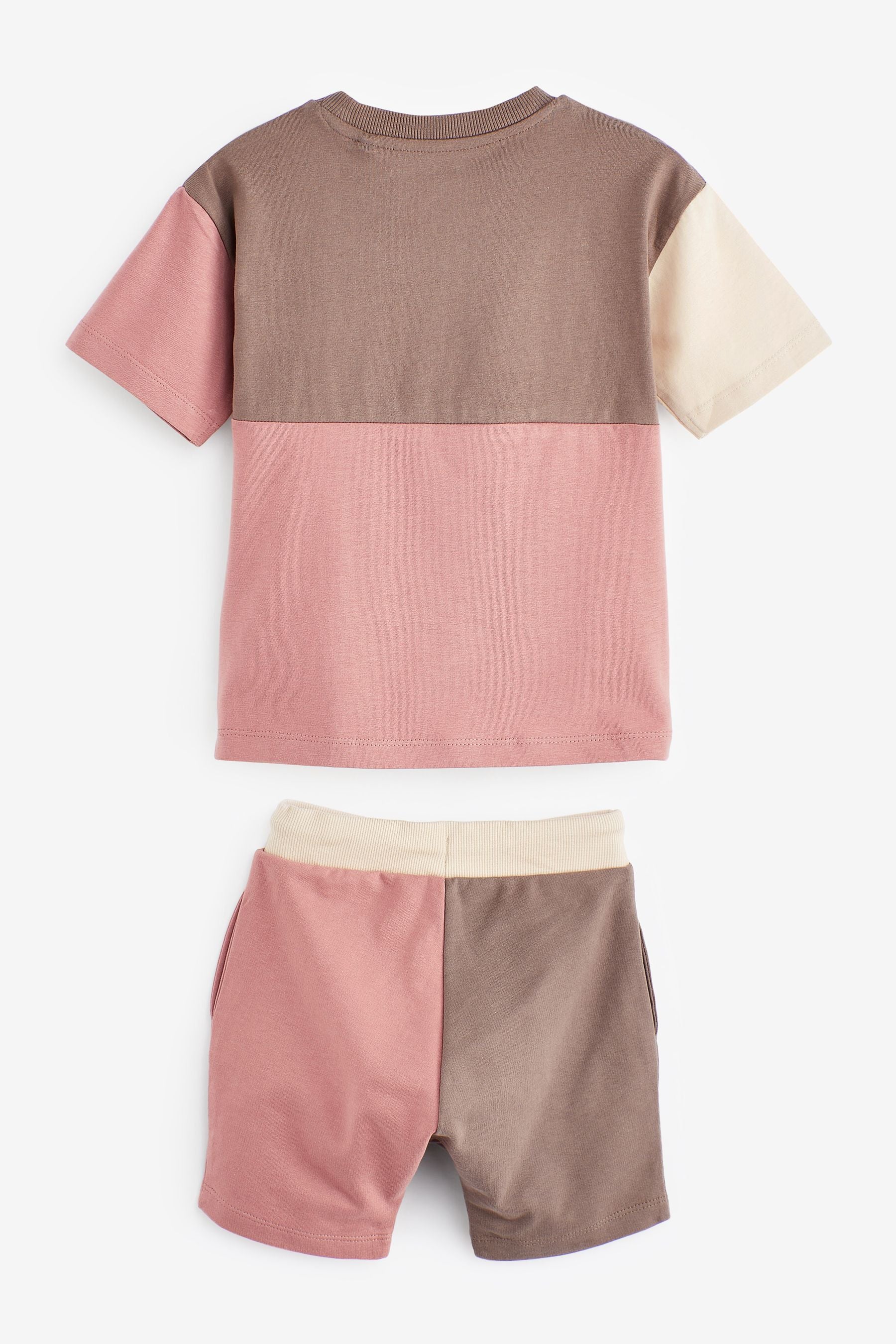 Blush Pink Oversized Colourblock T-Shirt and Short Set (3mths-7yrs)