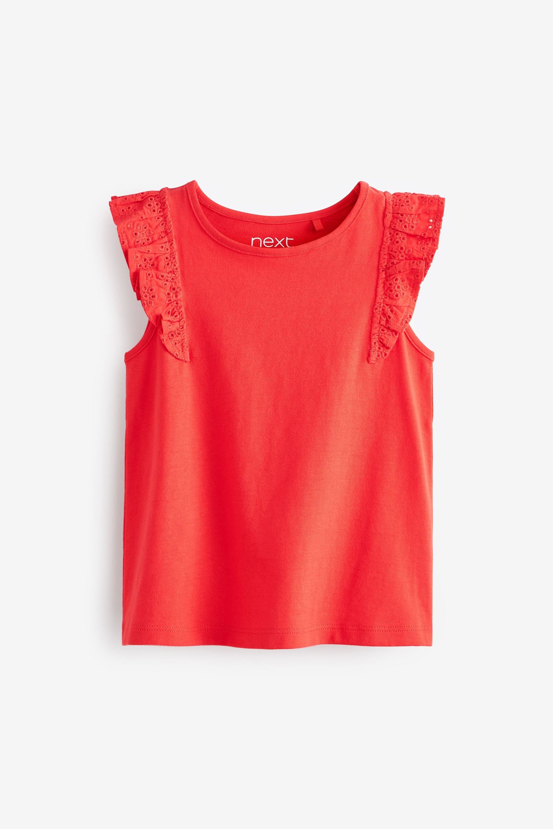 Red Cotton Frill Vest (3mths-8yrs)