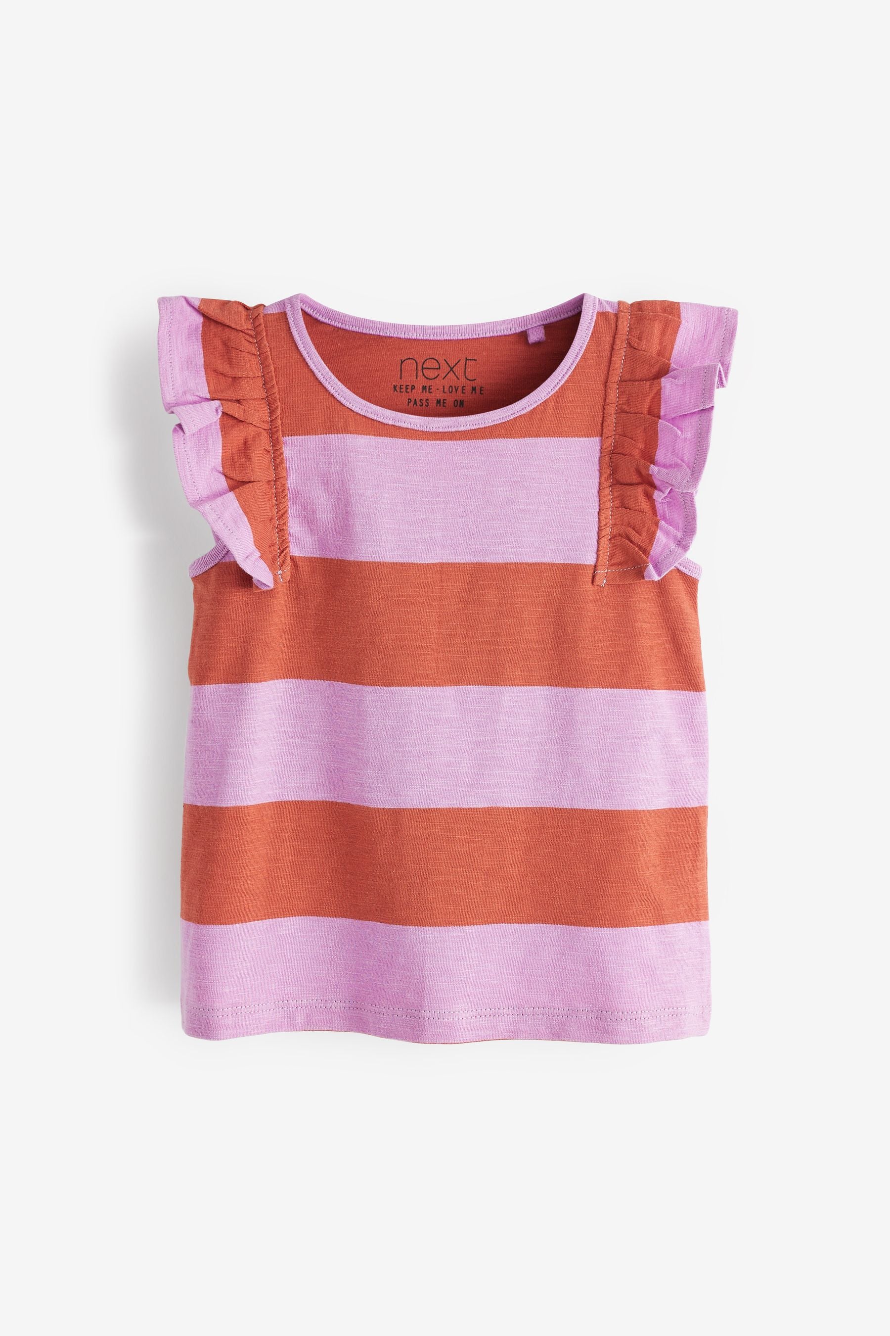 Purple/Orange Stripe Cotton Frill Vest (3mths-8yrs)