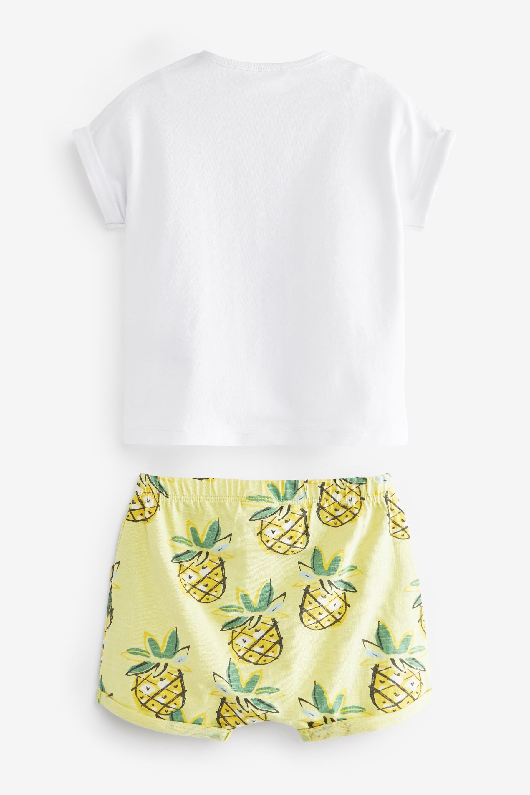 Black/White/Green/Pineapple Print 4 Pack Baby T-Shirt and Shorts Set