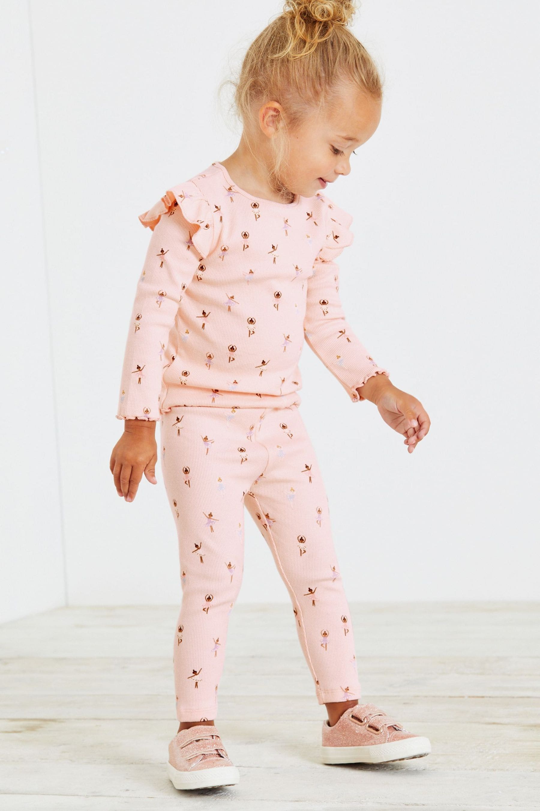 Pale Pink Ballerina Rib Jersey Leggings (3mths-7yrs)