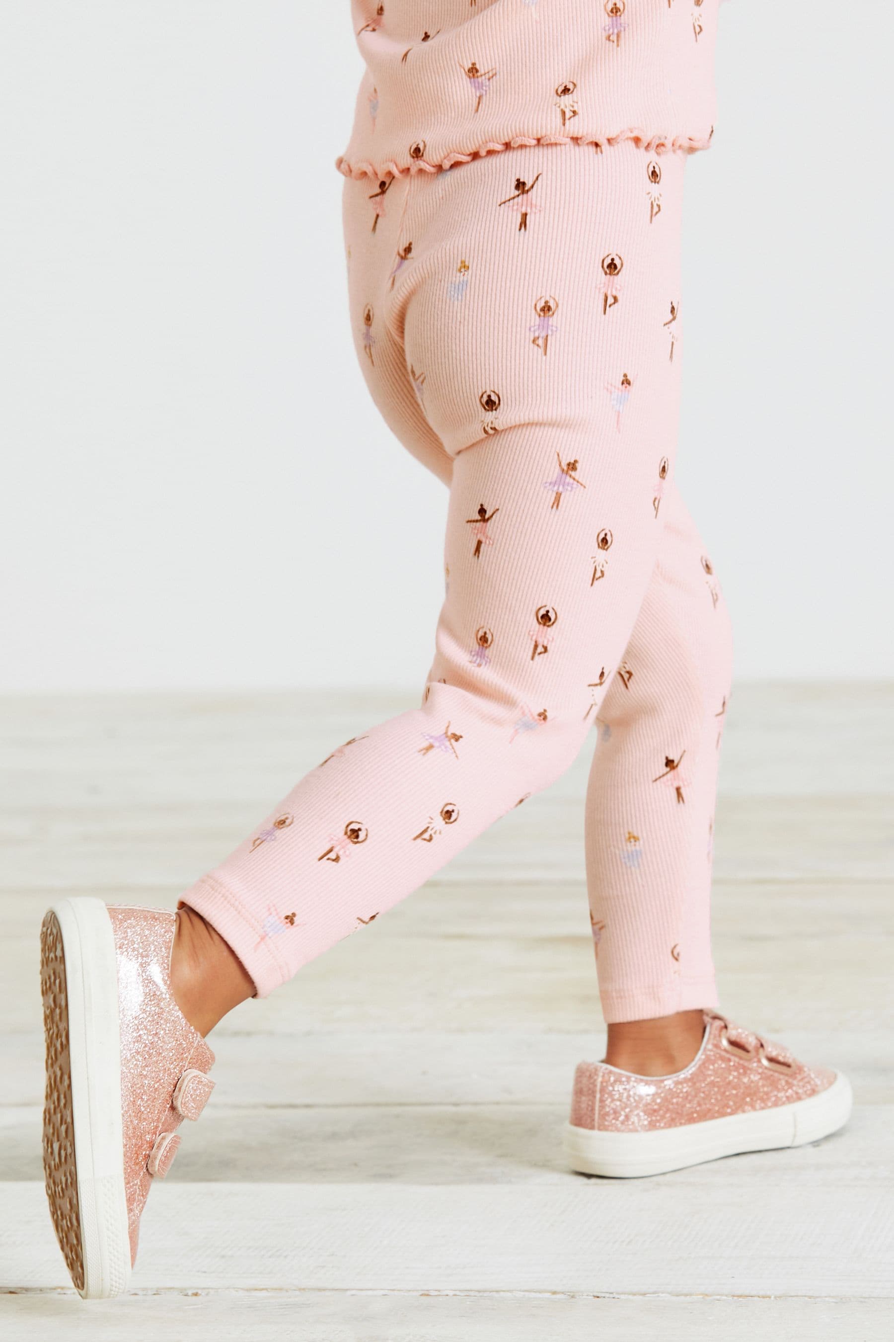 Pale Pink Ballerina Rib Jersey Leggings (3mths-7yrs)