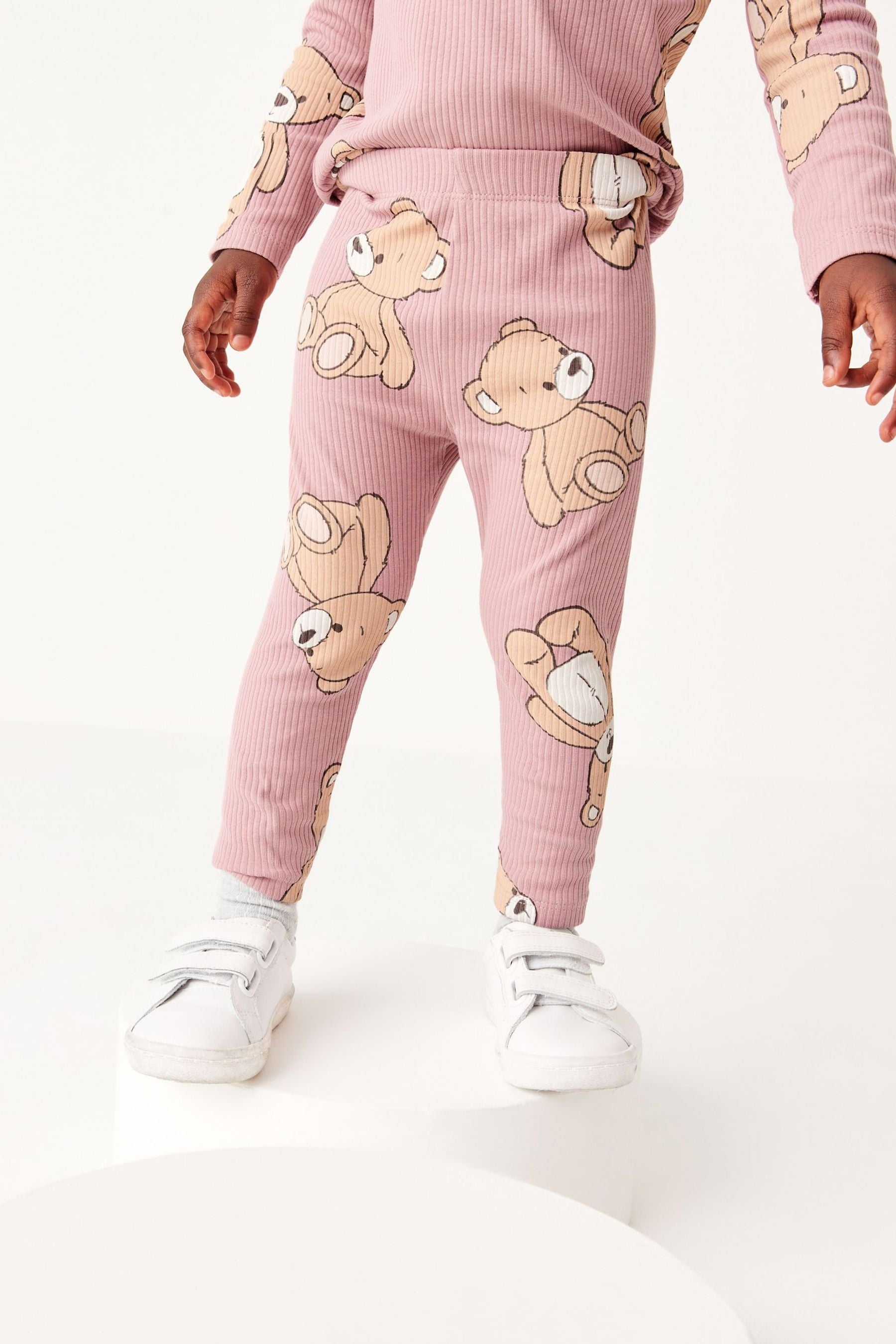 Pink Teddy Bear Rib Jersey Leggings (3mths-7yrs)