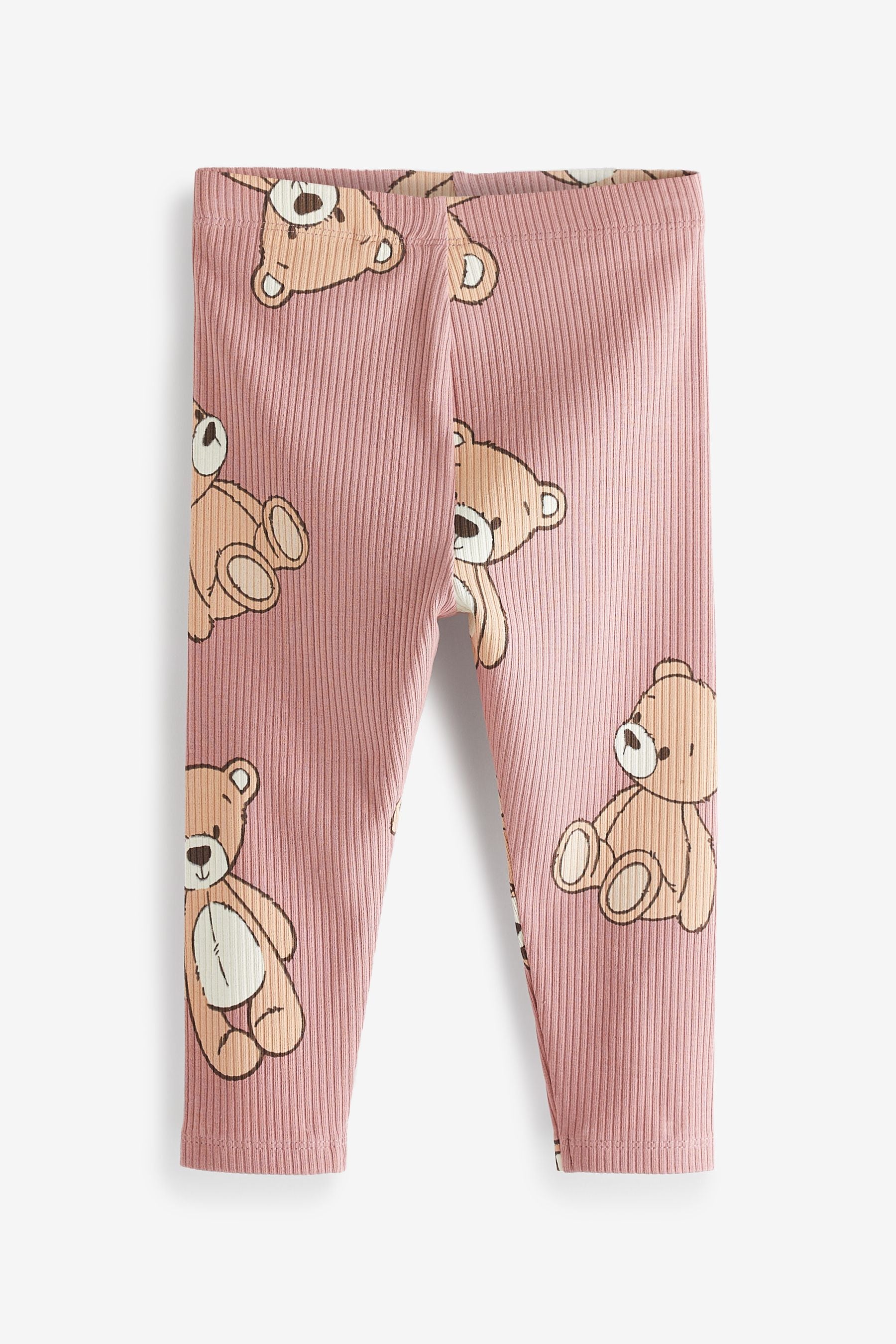 Pink Teddy Bear Rib Jersey Leggings (3mths-7yrs)