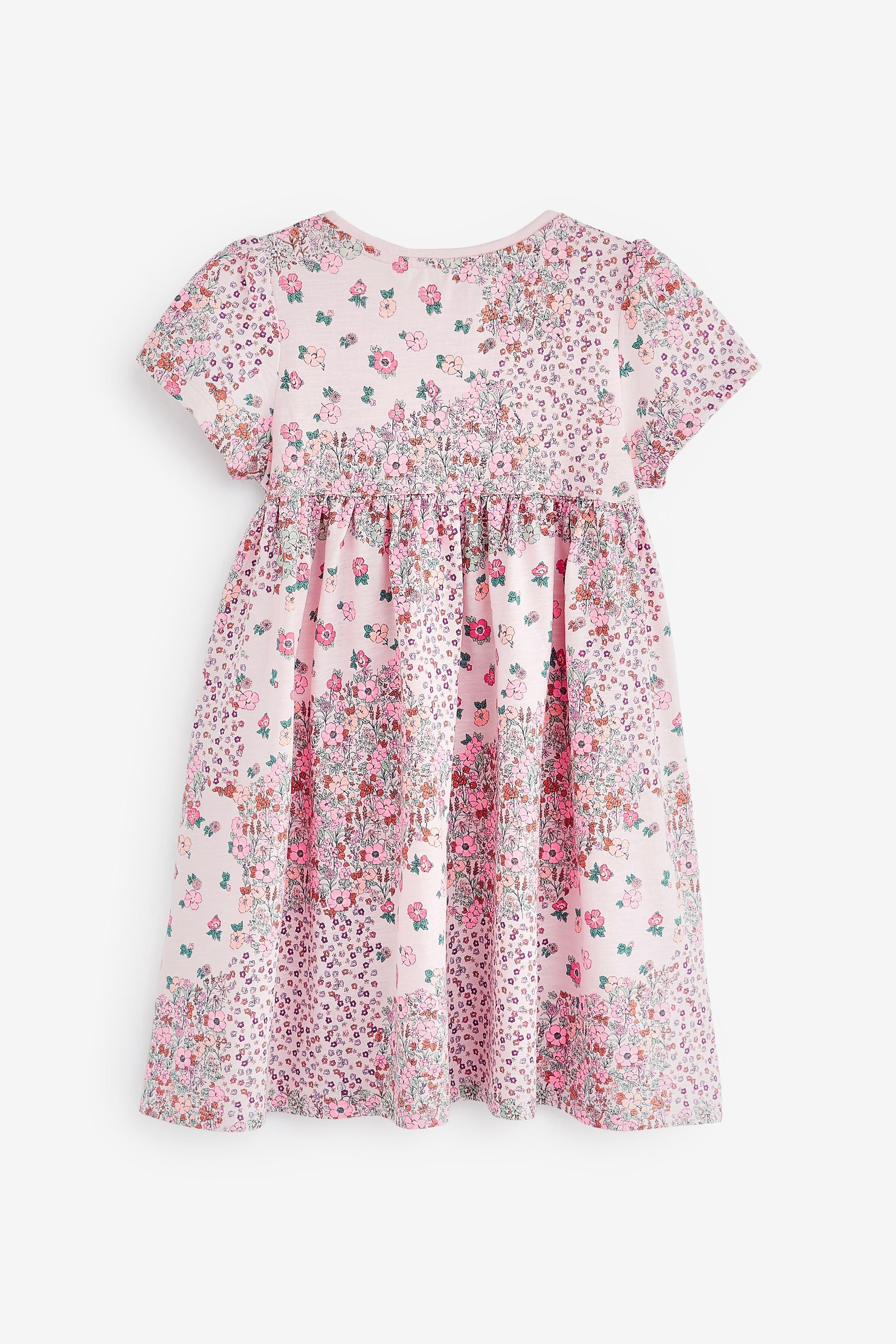 Pink Mixed Floral Short Sleeve Jersey Dress (3mths-7yrs)