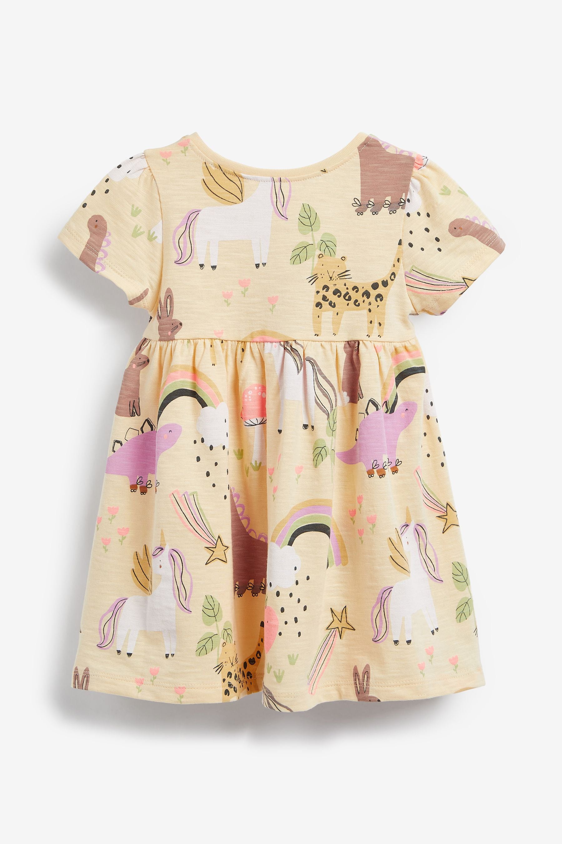 Yellow Unicorn Short Sleeve Jersey Dress (3mths-7yrs)