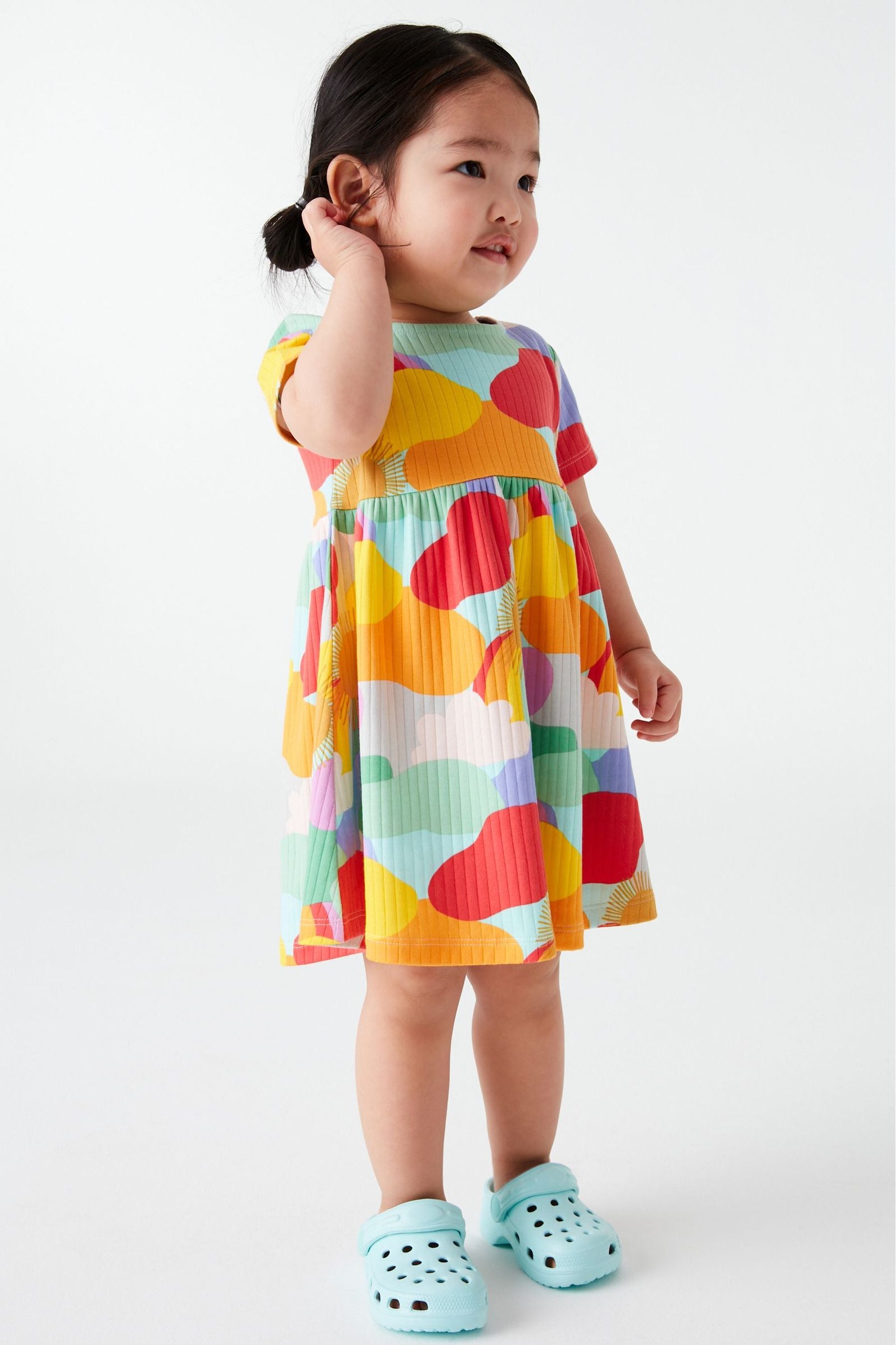 Bright Rainbow Rib Jersey Dress (3mths-7yrs)