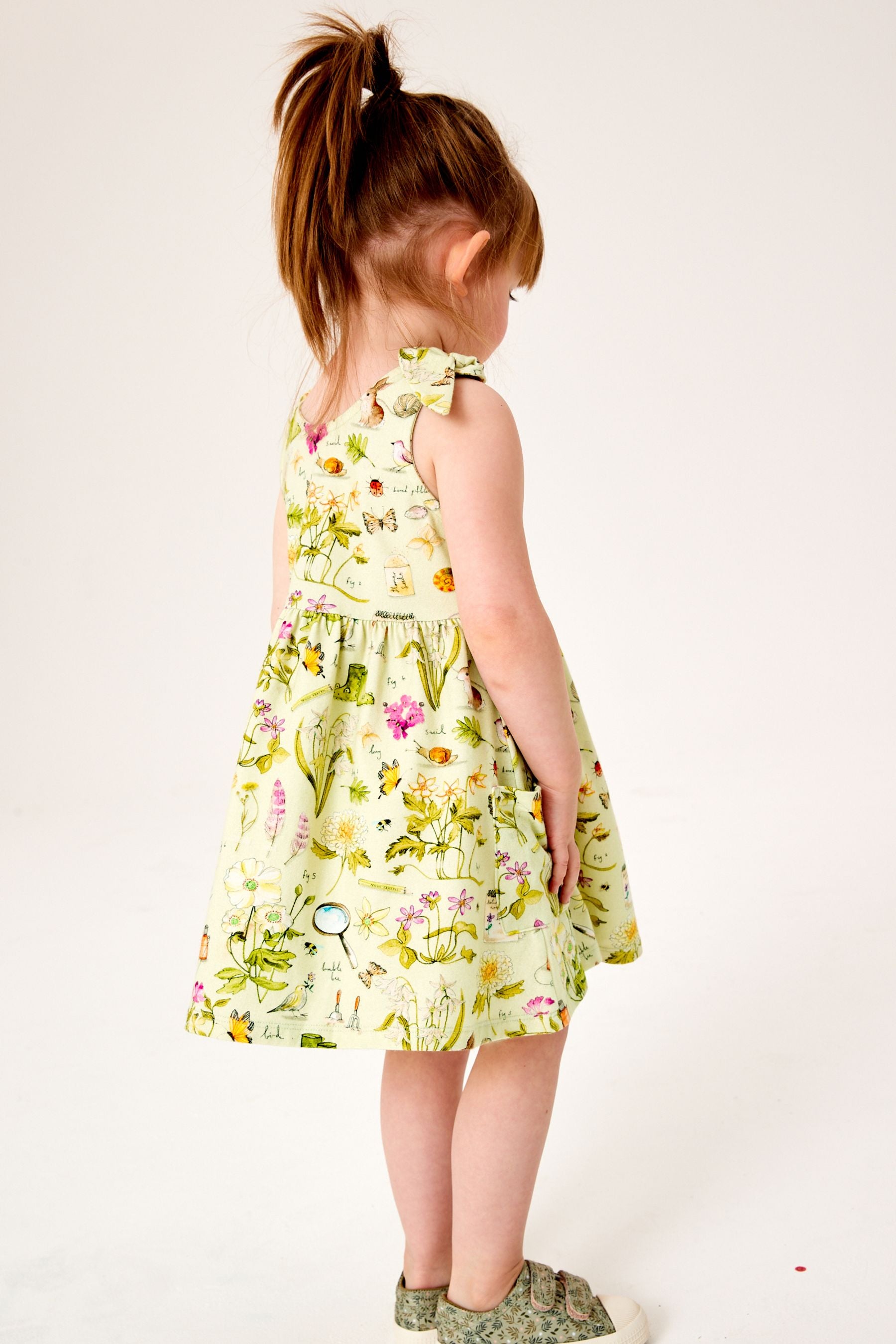 Green Tie Shoulder Jersey Sundress (3mths-7yrs)