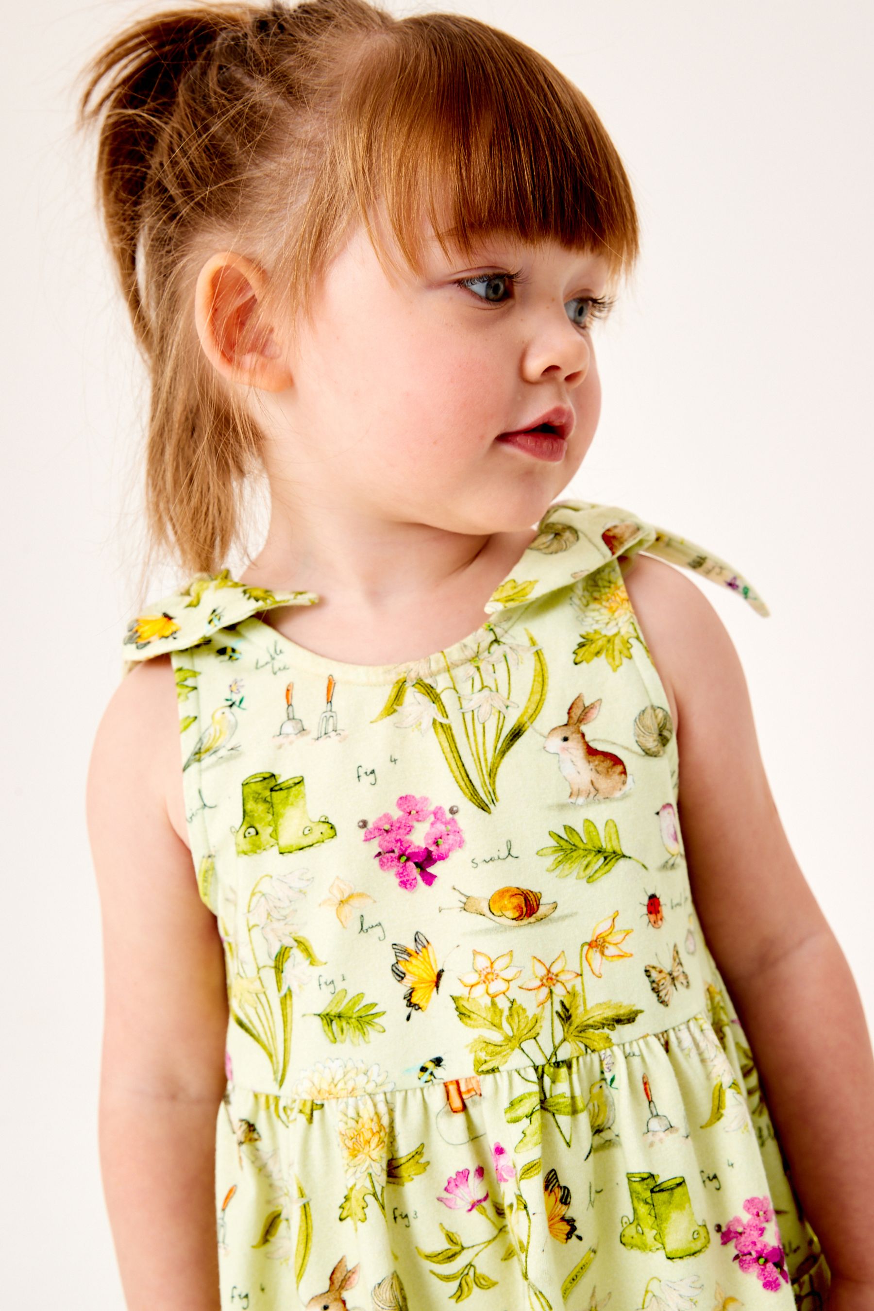 Green Tie Shoulder Jersey Sundress (3mths-7yrs)