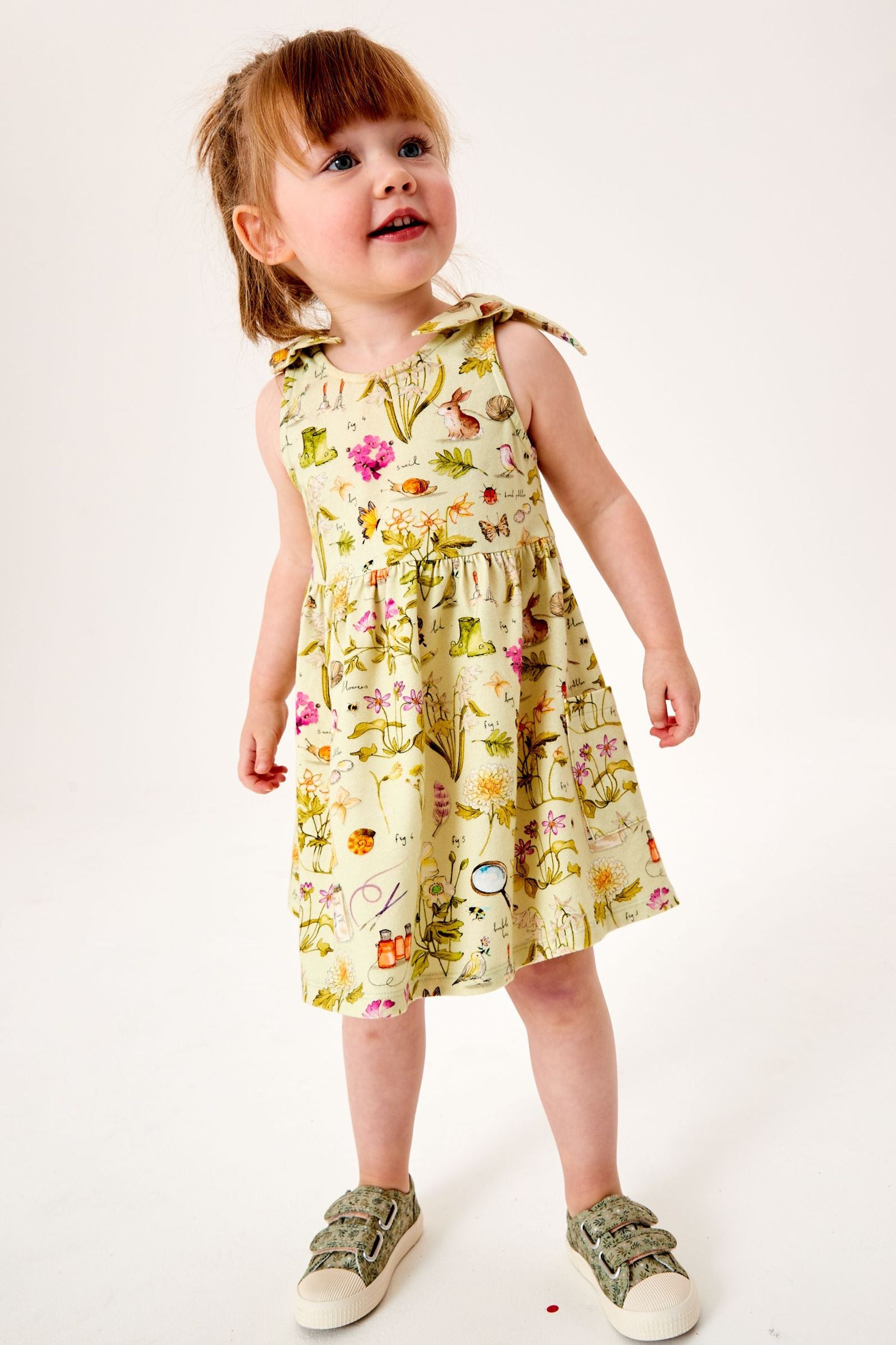 Green Tie Shoulder Jersey Sundress (3mths-7yrs)