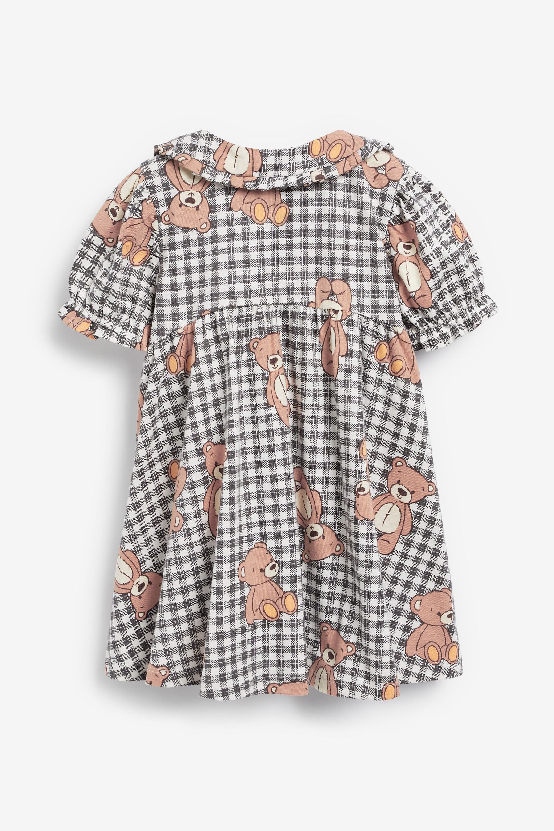 Gingham Teddy Bear Jersey Collared Tea Dress (3mths-7yrs)