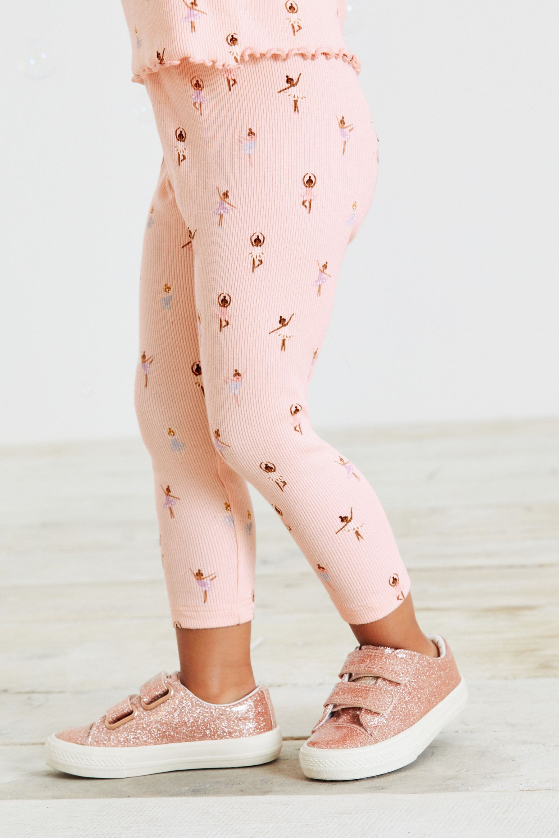 Pale Pink Ballerina Rib Jersey Leggings (3mths-7yrs)