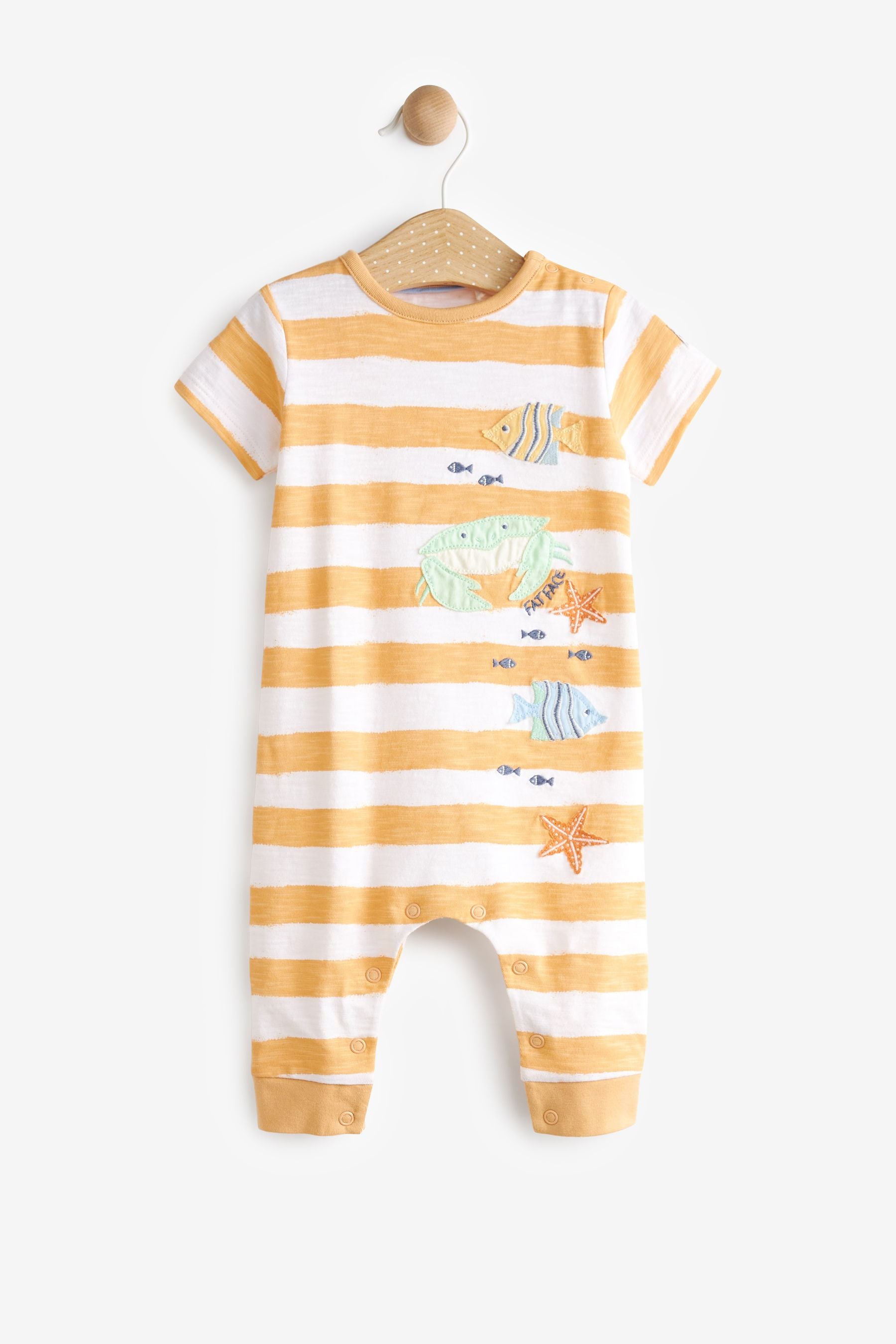 FatFace Baby Orange Crew Stripe Romper