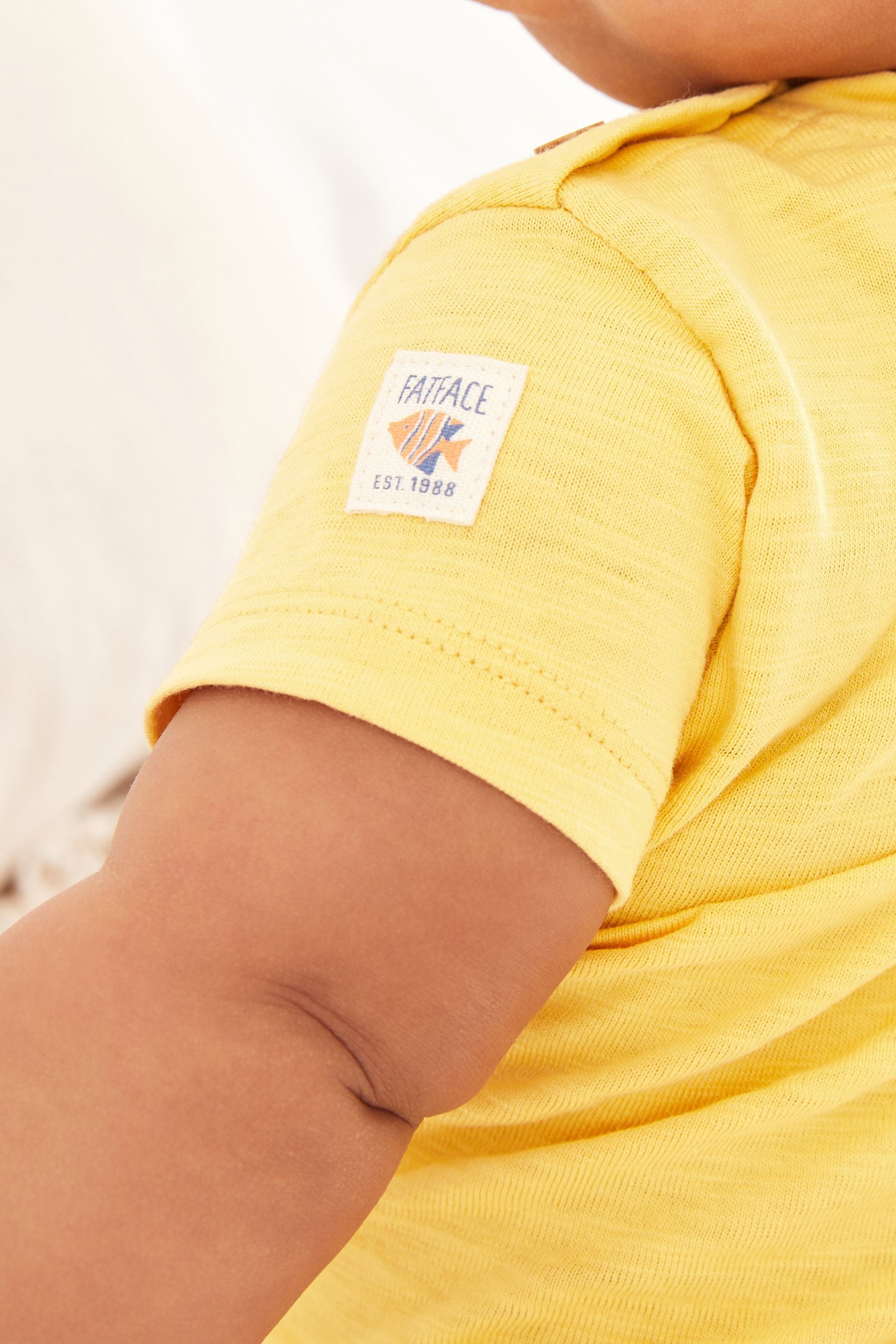 FatFace Baby Yellow Crew Surfboard T-Shirt And Shorts Set