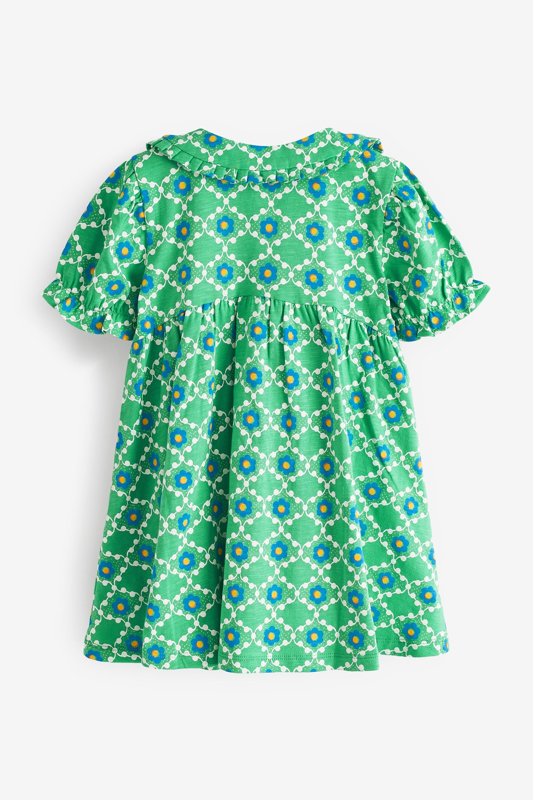 Green Geo Jersey Collared Tea Dress (3mths-7yrs)