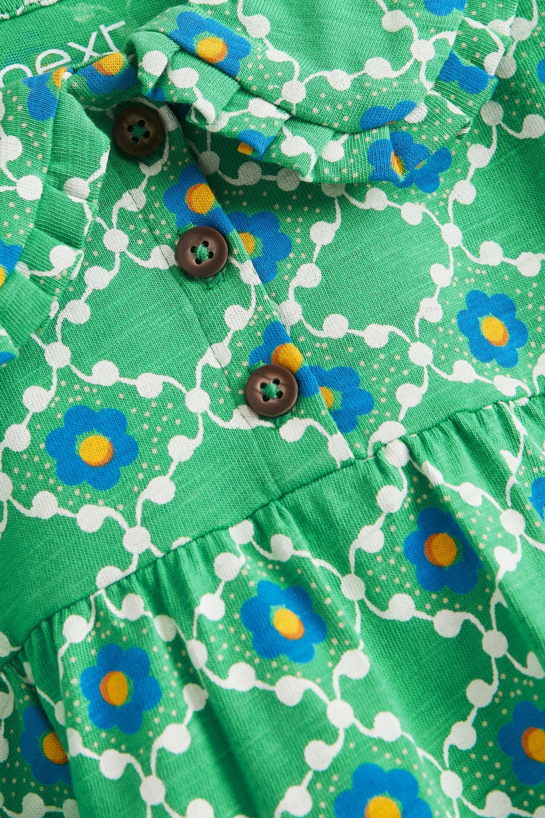 Green Geo Jersey Collared Tea Dress (3mths-7yrs)