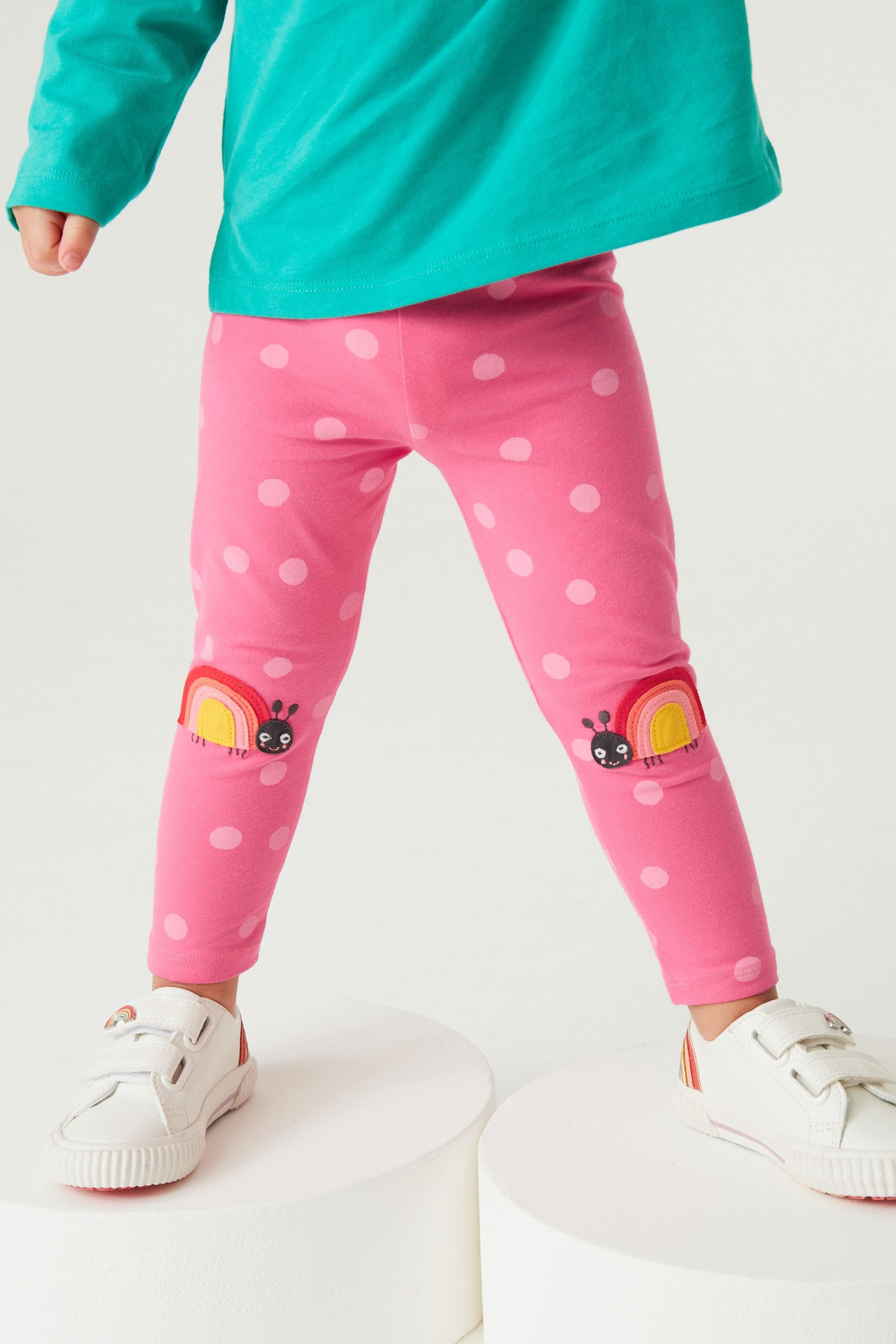 Bright Pink Ladybird Embroidered Leggings (3mths-7yrs)