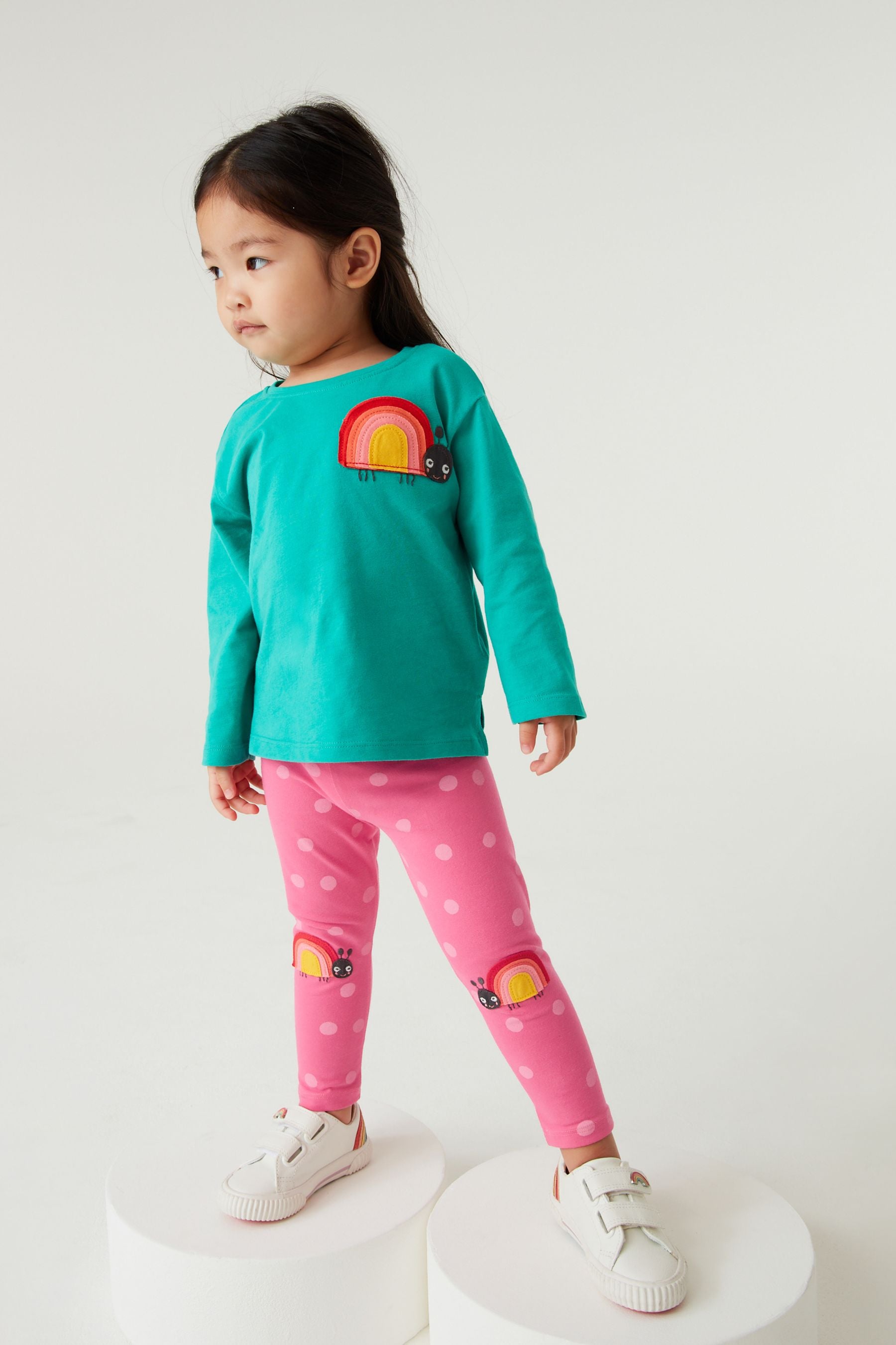 Bright Pink Ladybird Embroidered Leggings (3mths-7yrs)