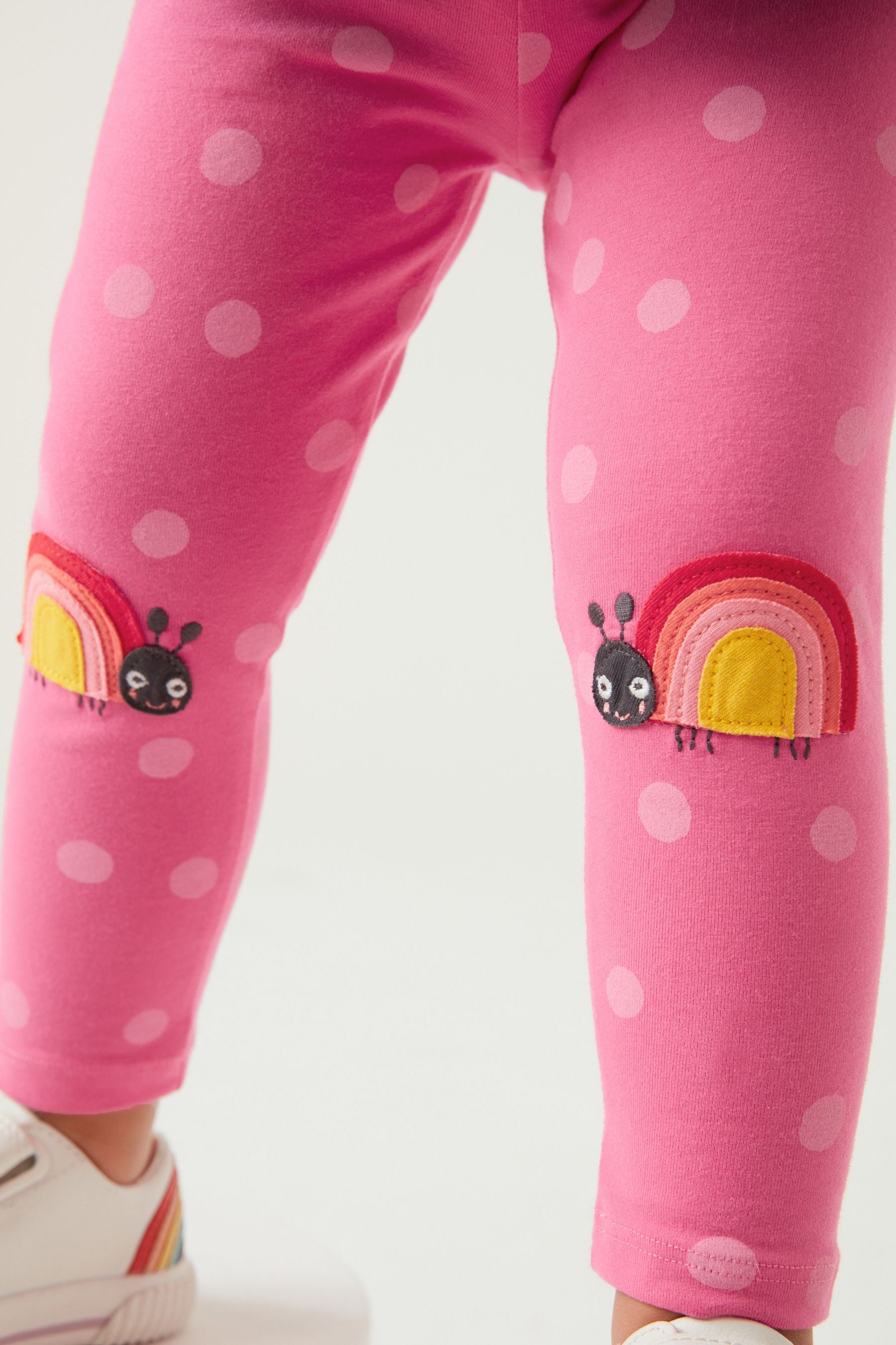 Bright Pink Ladybird Embroidered Leggings (3mths-7yrs)