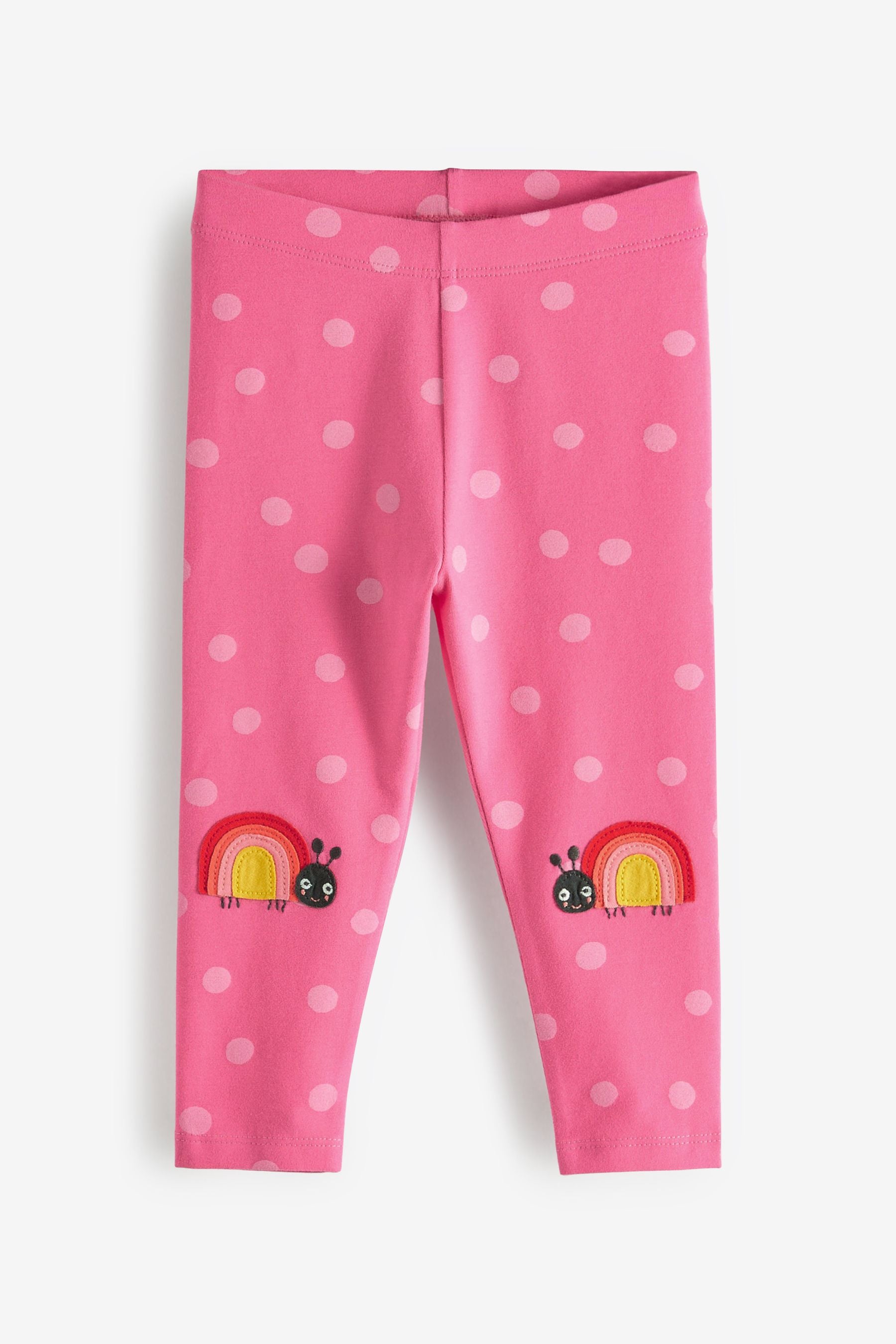 Bright Pink Ladybird Embroidered Leggings (3mths-7yrs)