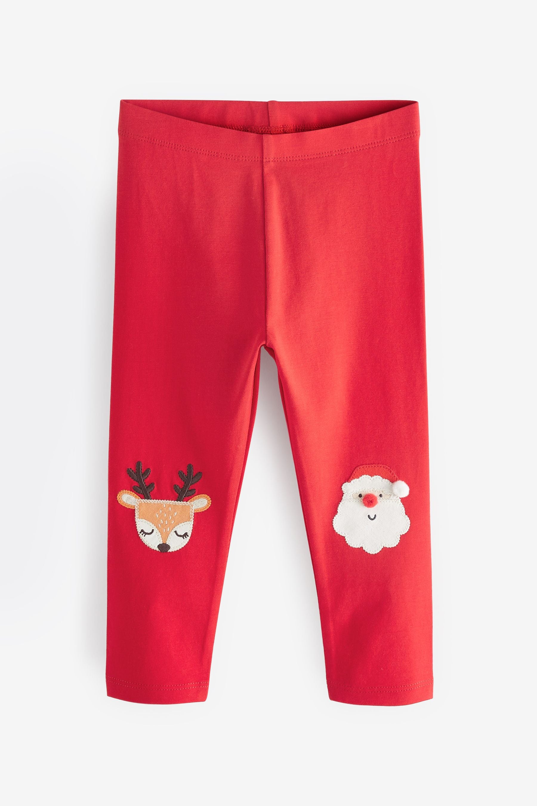 Red Christmas Embroidered Leggings (3mths-7yrs)