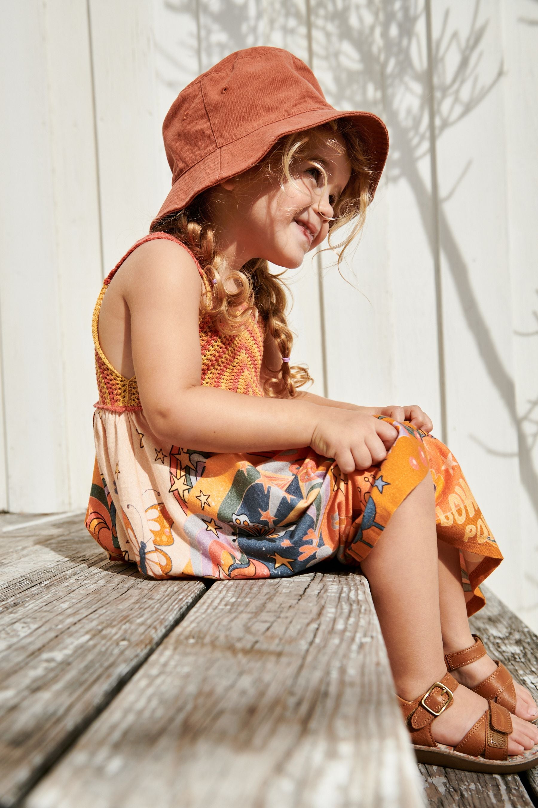 Orange Retro Crochet Sun Dress (3mths-7yrs)