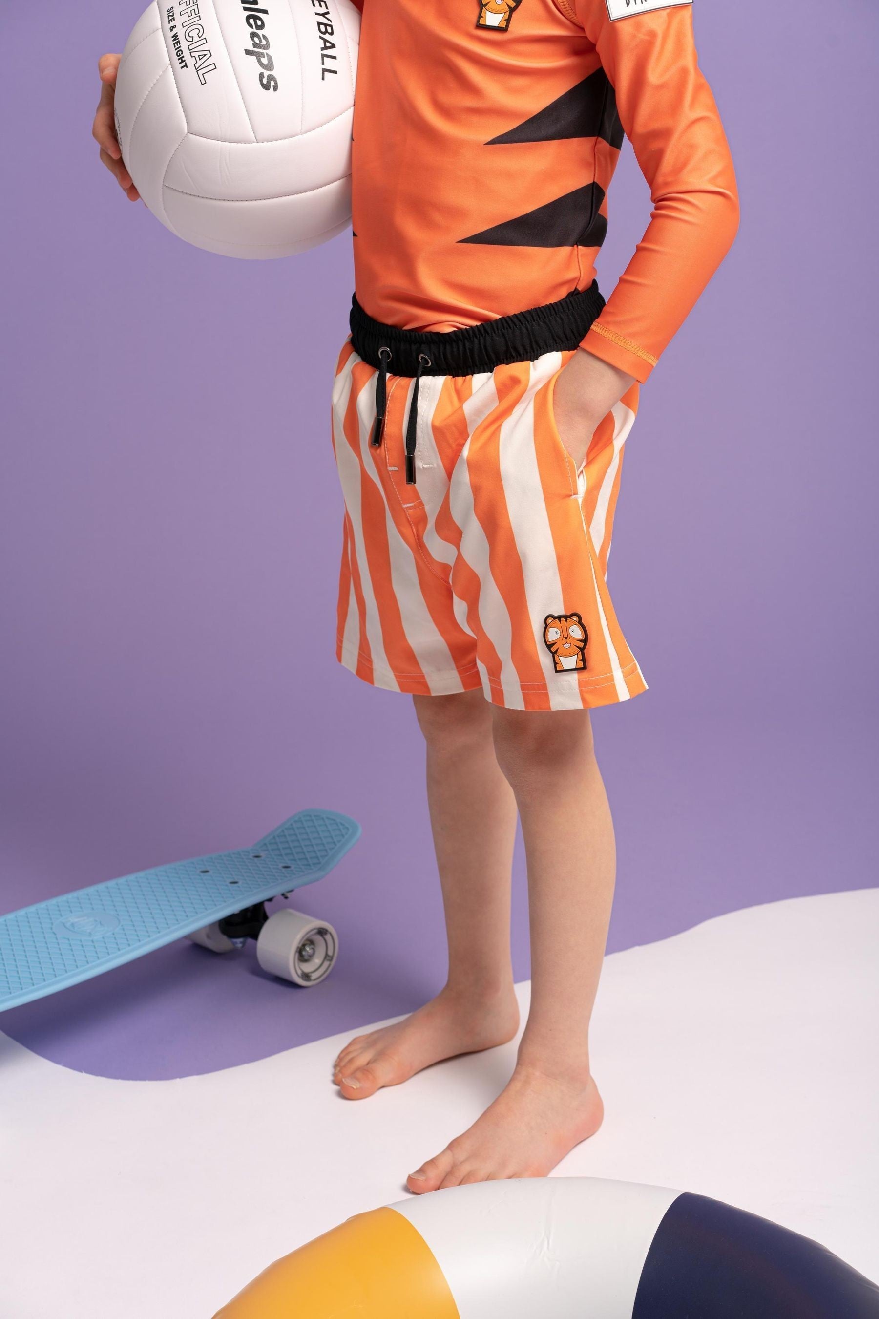 Dinosea Pounce the Tiger Orange Swim Shorts