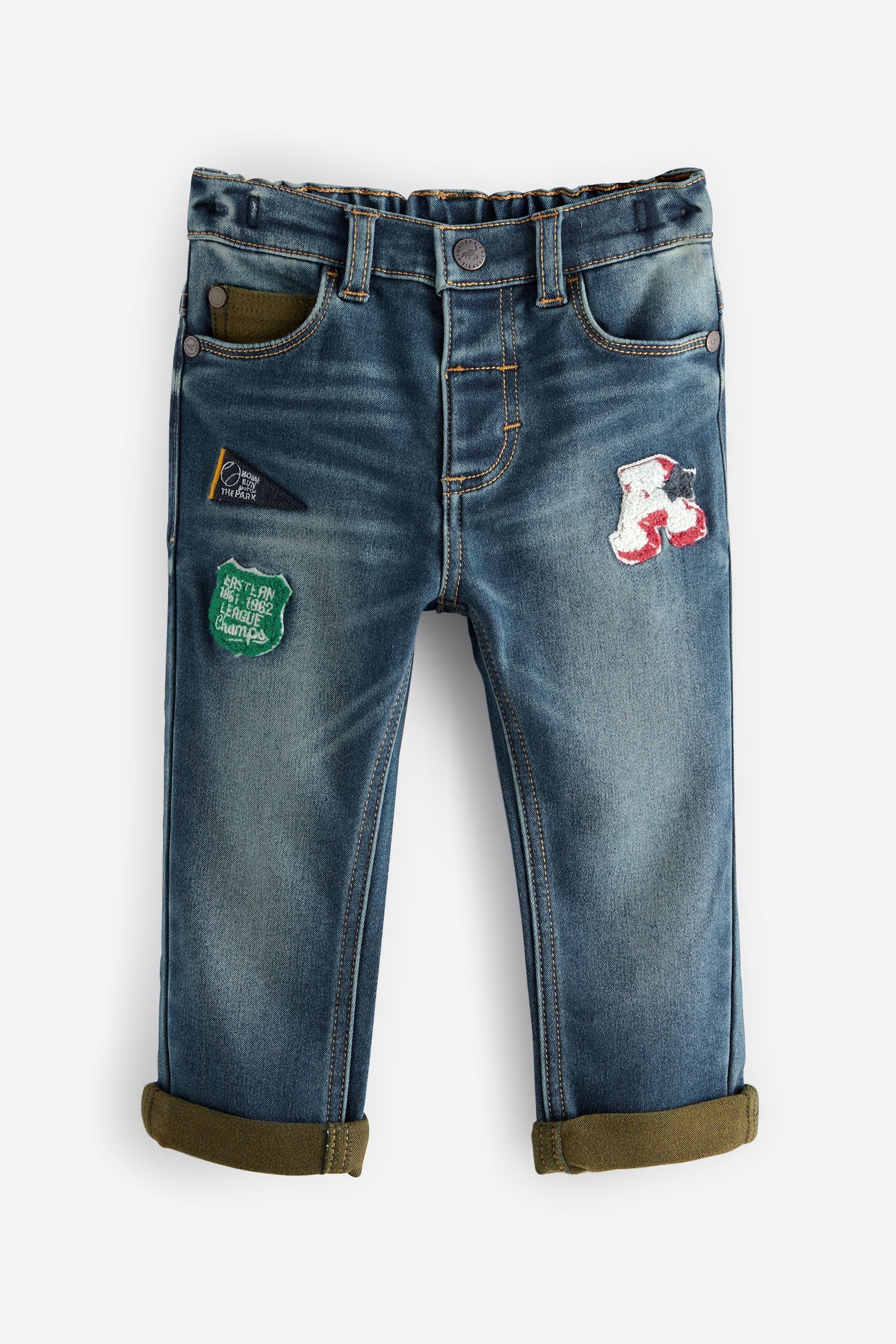 Varsity Badge Green Weft Contrast Weft Jeans (3mths-7yrs)