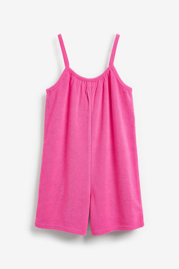 Bright Pink Towelling Playsuit