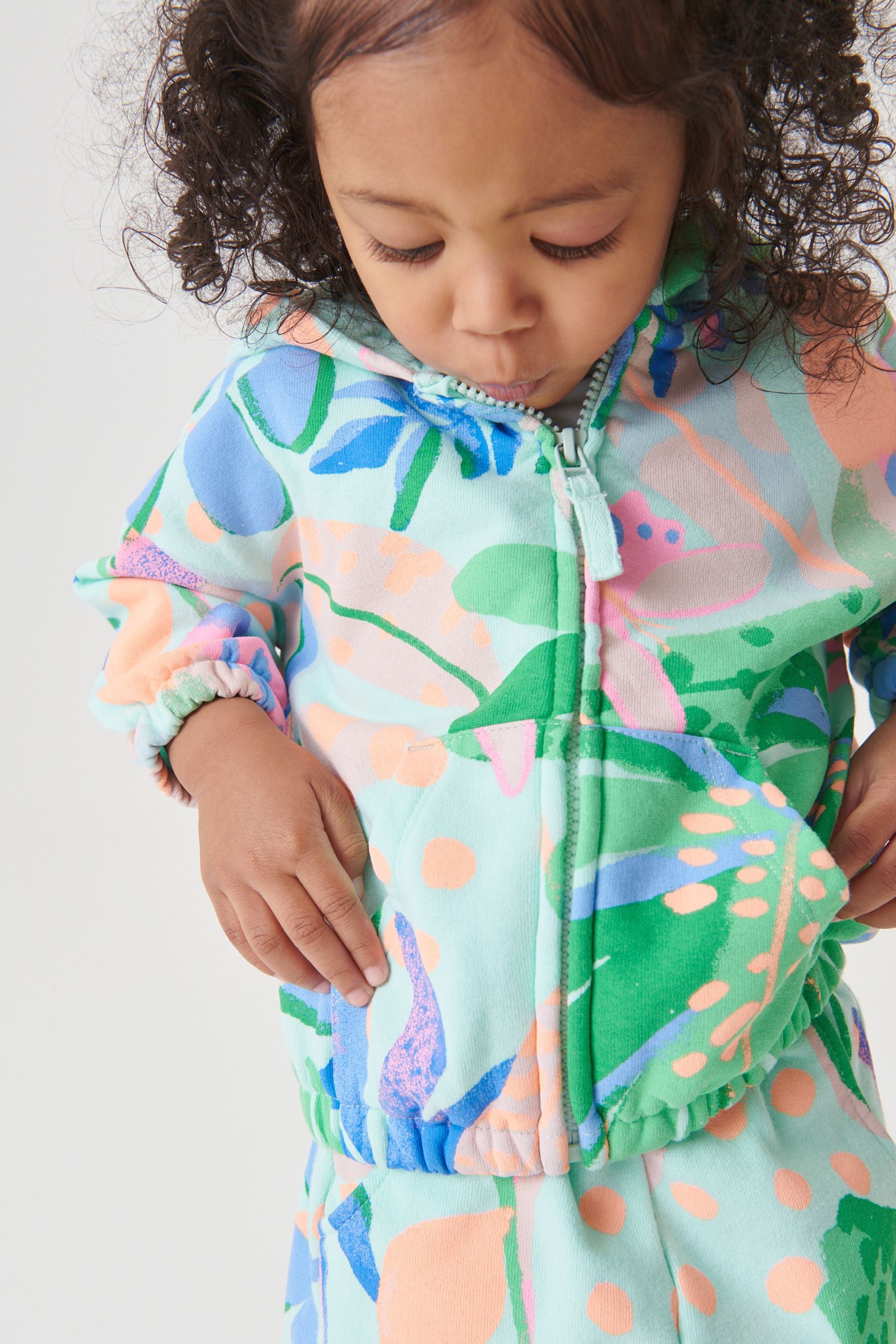 Bright Tropical Jersey Zip Through Hoodie (3mths-7yrs)