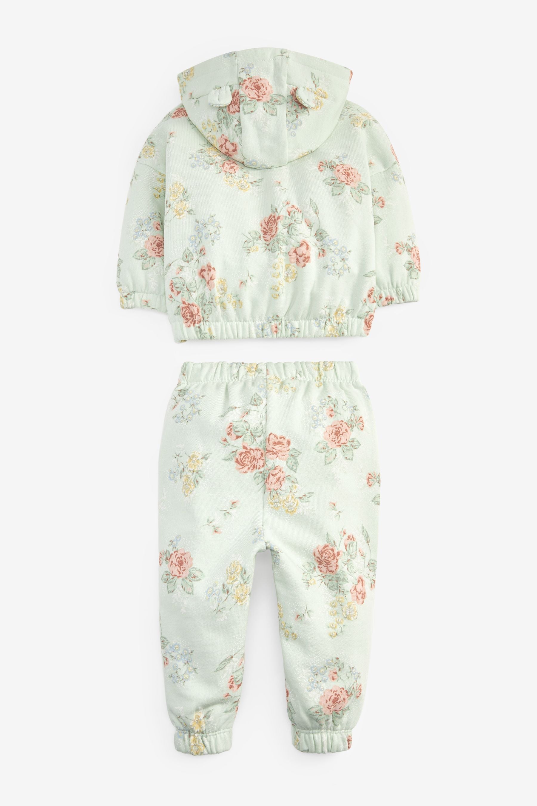 Green Floral Hoodie & Joggers Co-Ord Set (3mths-7yrs)