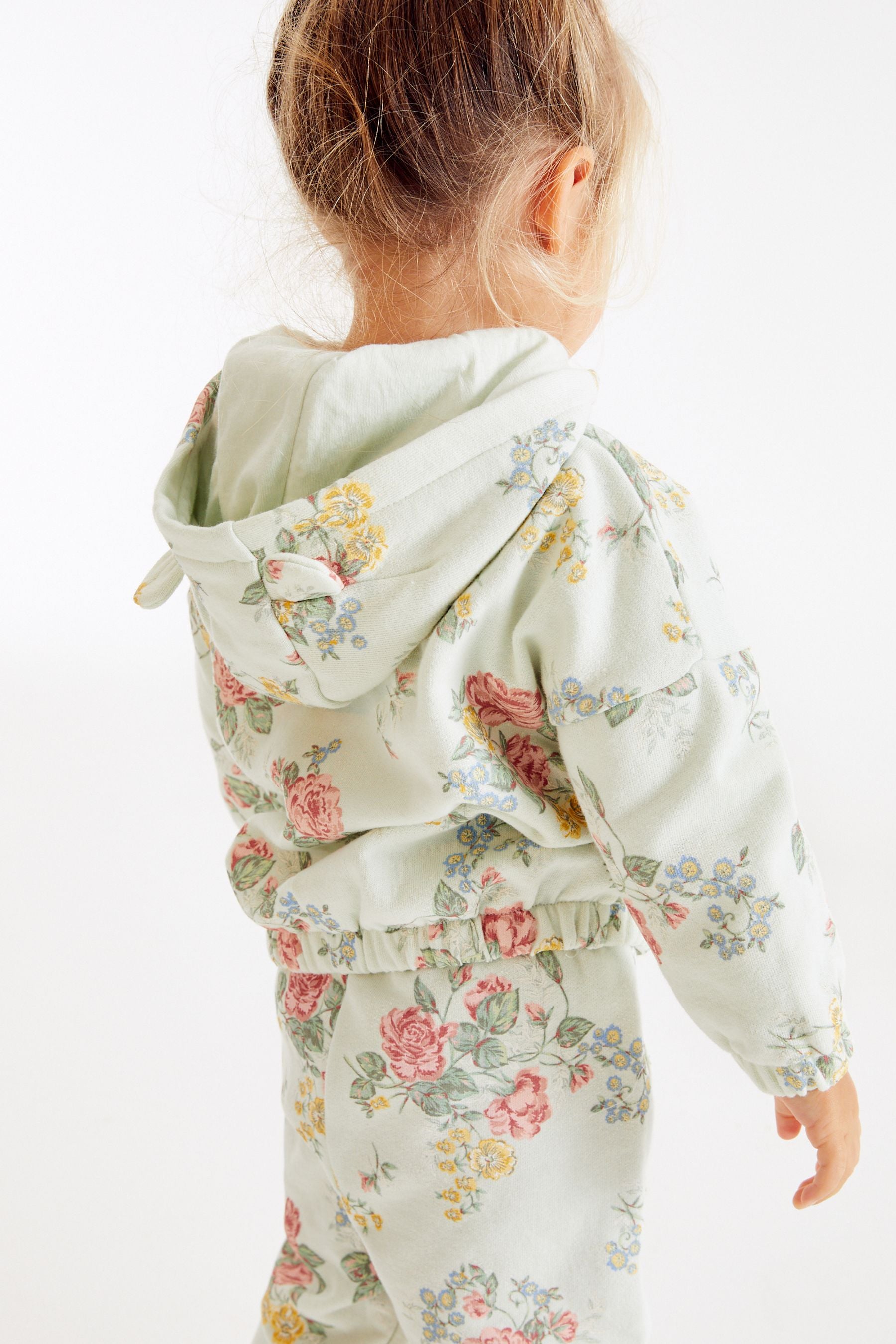 Green Floral Jersey Zip Through Hoodie (3mths-7yrs)