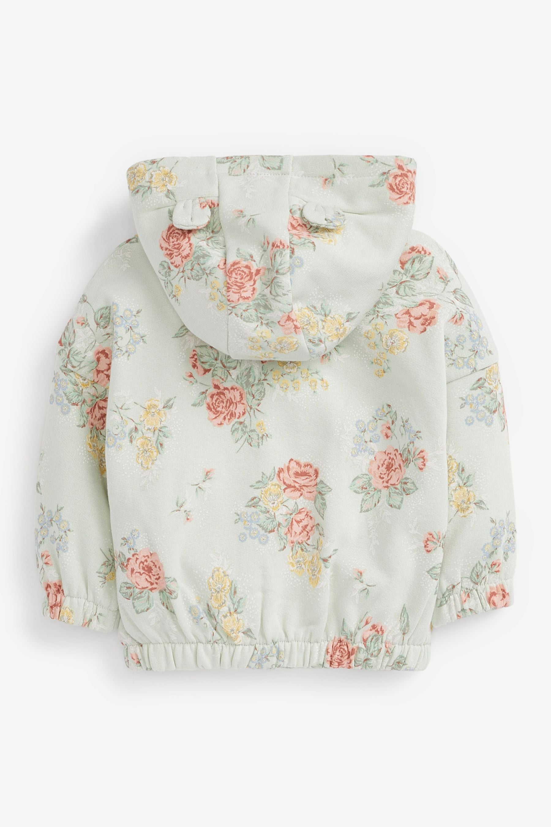 Green Floral Jersey Zip Through Hoodie (3mths-7yrs)