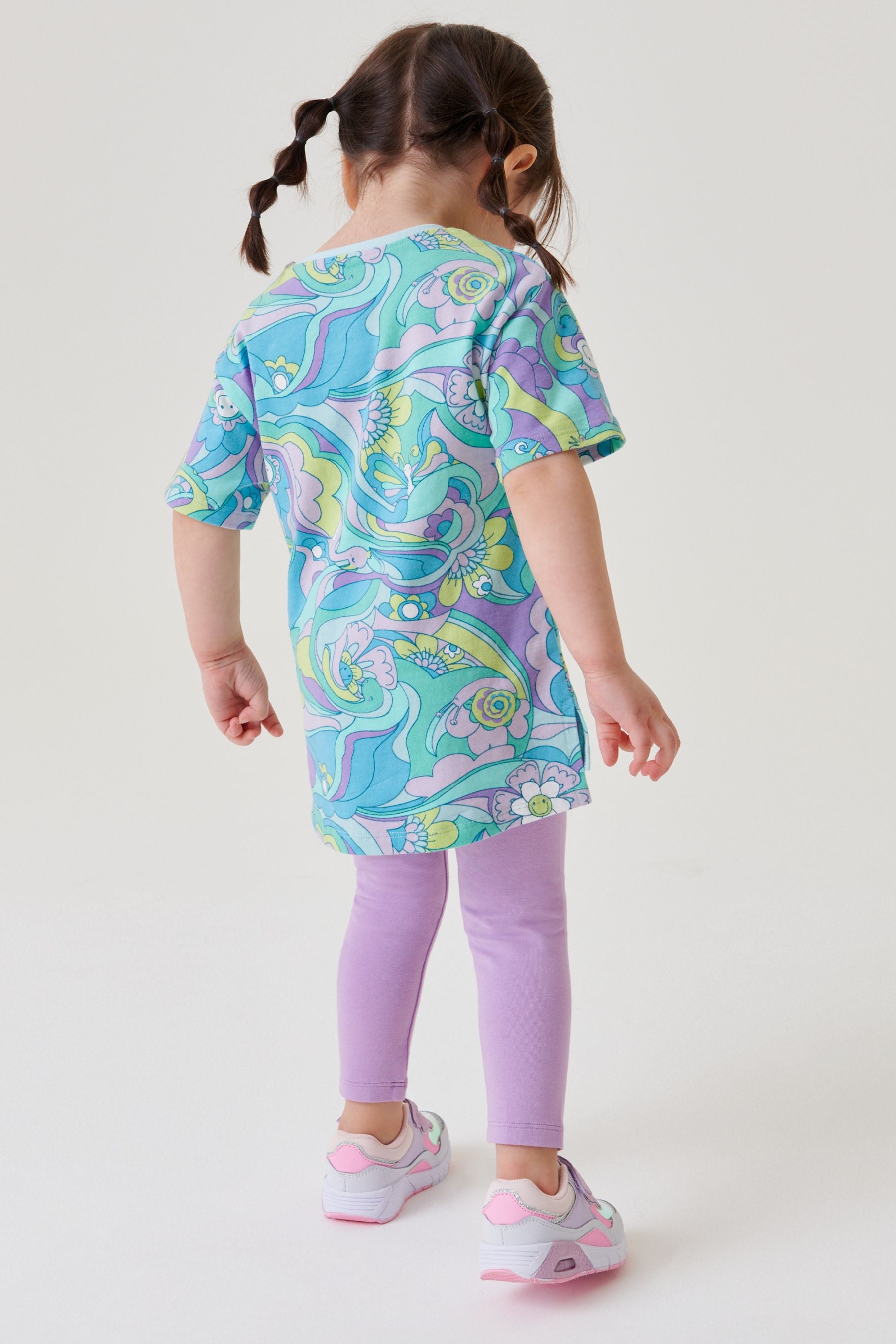 Green/Purple Wavy Longline T-Shirt (3mths-7yrs)