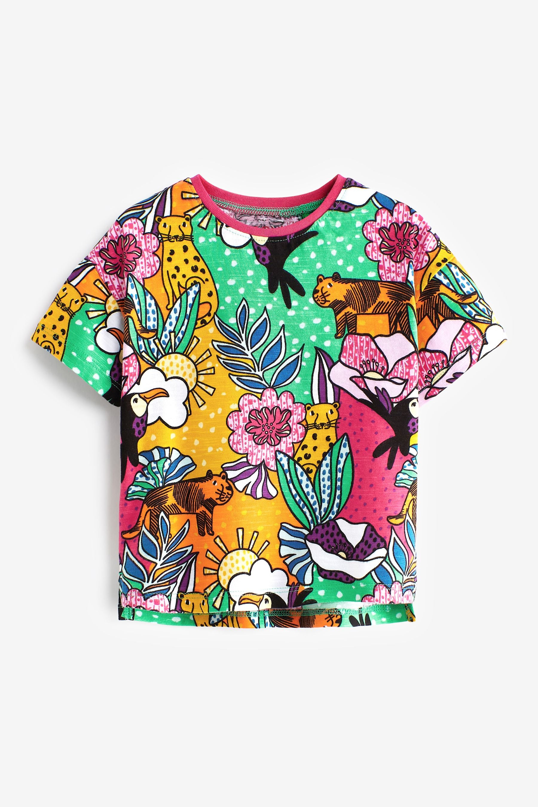 Pink Tropical Longline T-Shirt (3mths-7yrs)