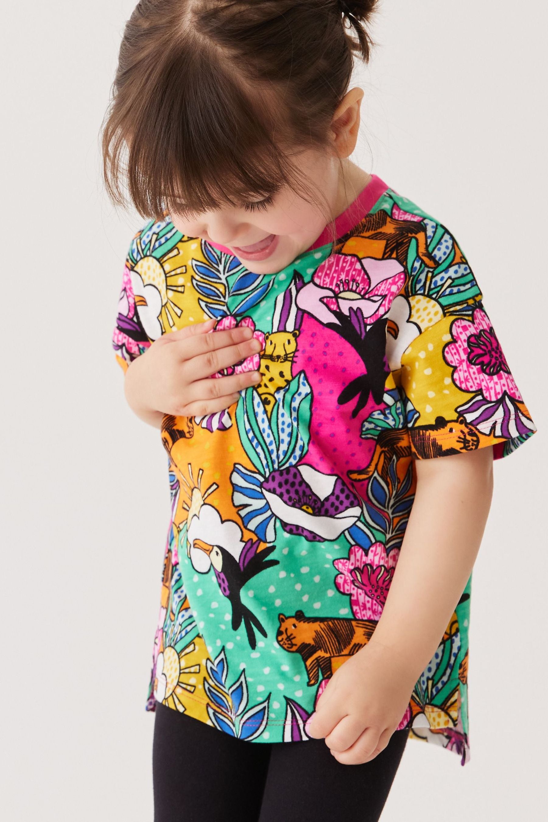 Pink Tropical Longline T-Shirt (3mths-7yrs)