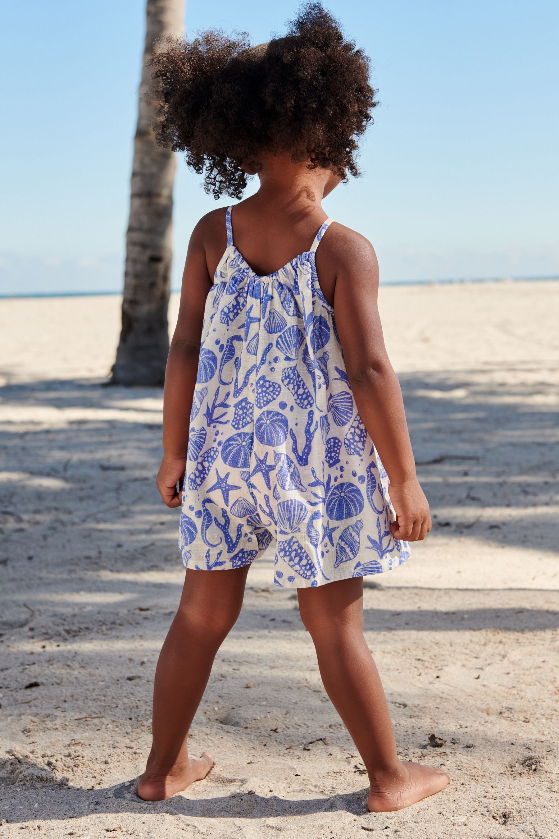 Blue Seashells Printed Playsuit (3mths-8yrs)