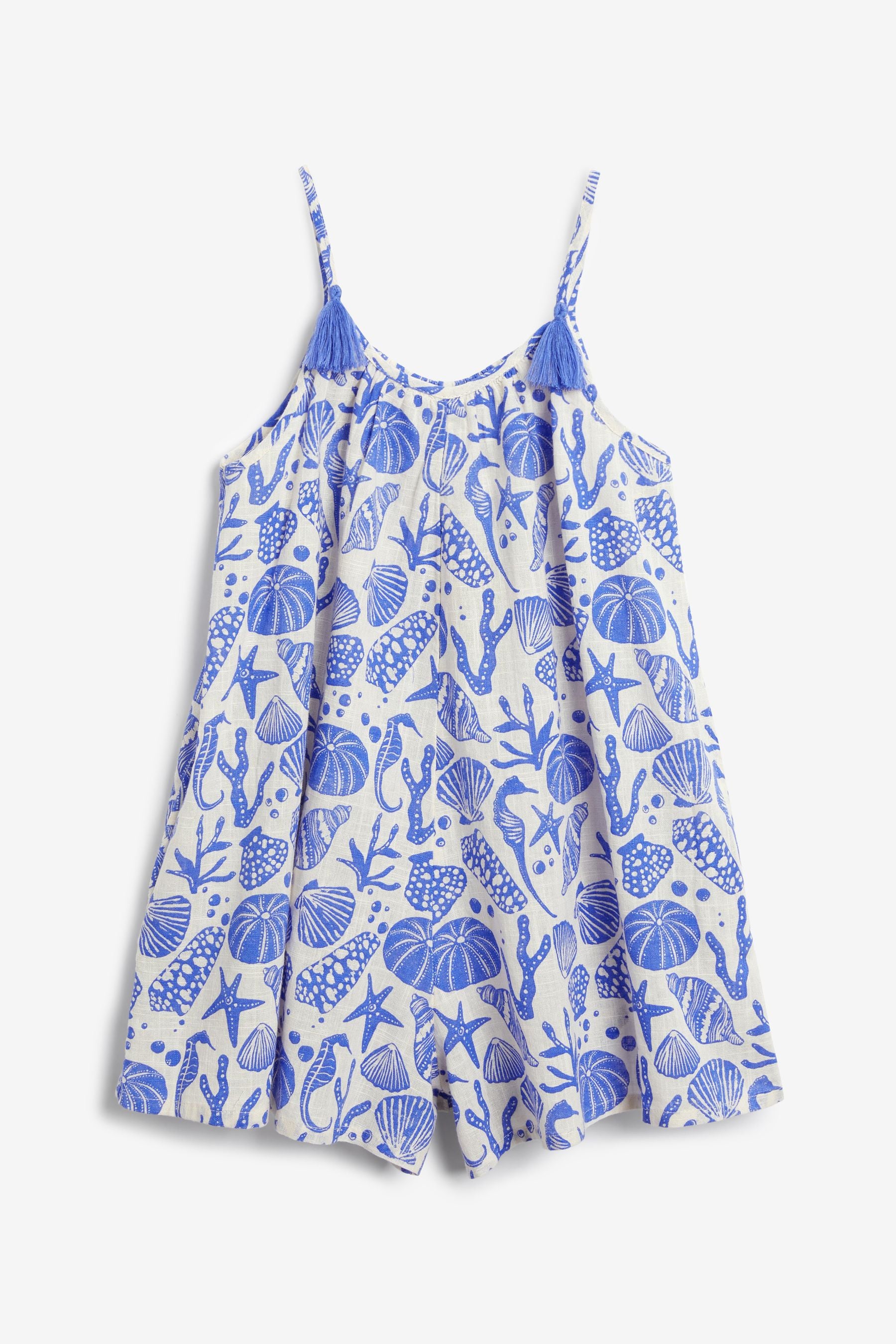 Blue Seashells Printed Playsuit (3mths-8yrs)