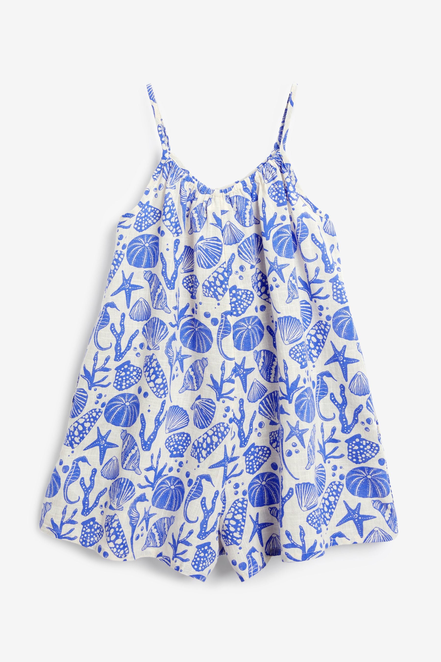 Blue Seashells Printed Playsuit (3mths-8yrs)