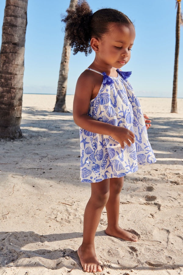 Blue Seashells Printed Playsuit (3mths-8yrs)