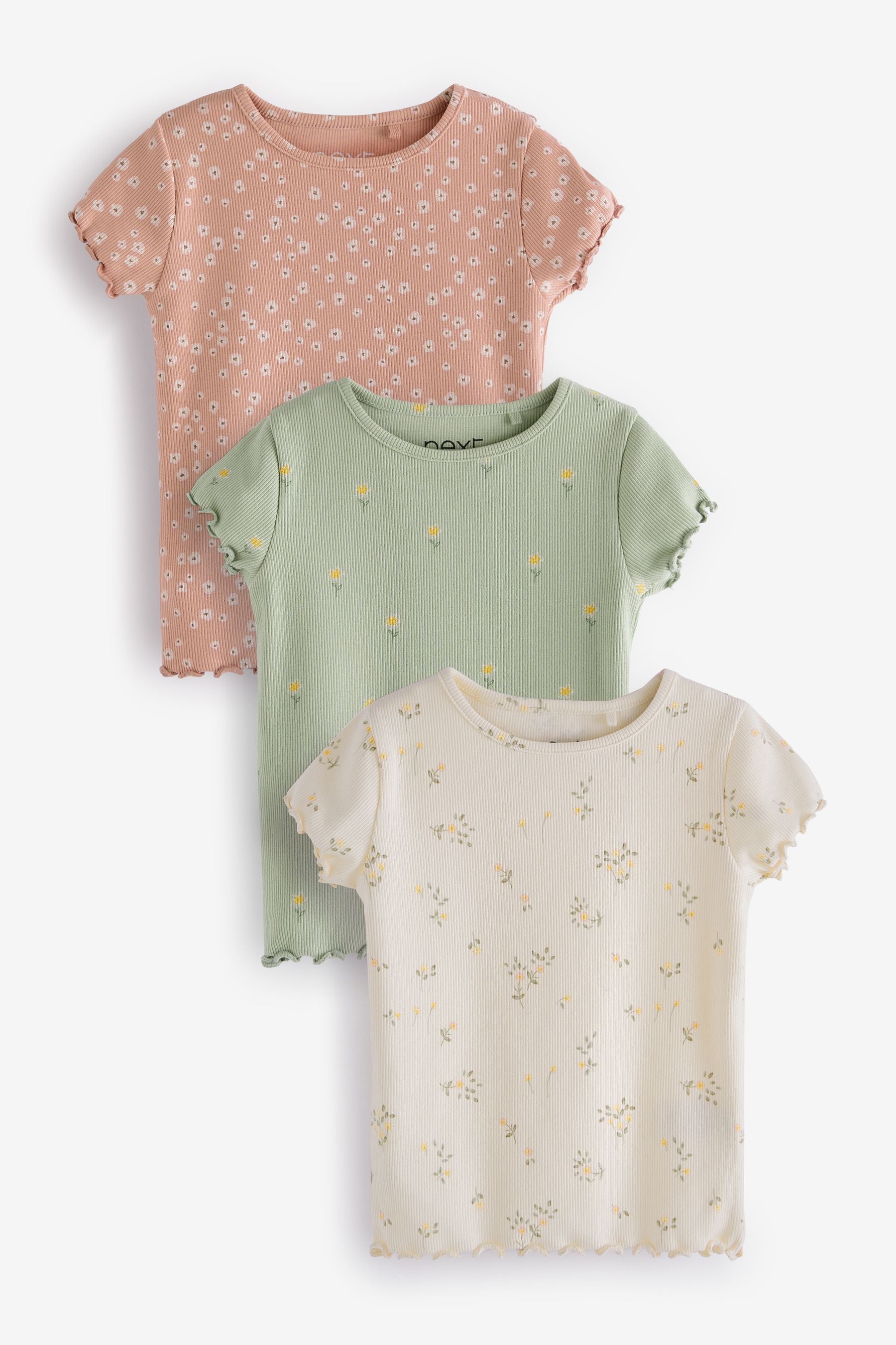 Neutral 3 Pack Rib Jersey Tops (3mths-7yrs)