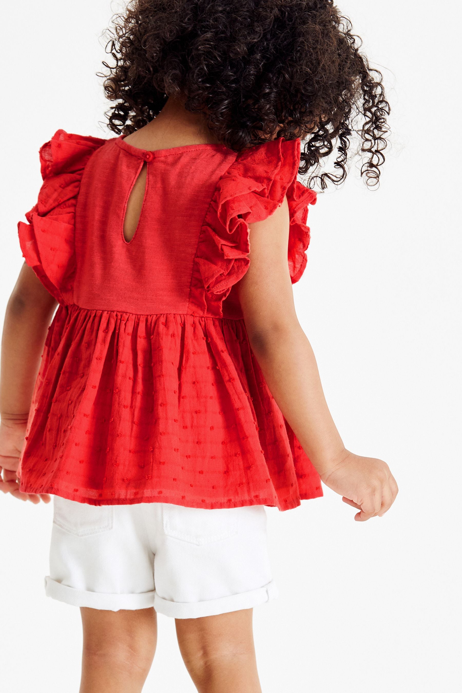 Red Broderie Cotton Blouse (3mths-7yrs)