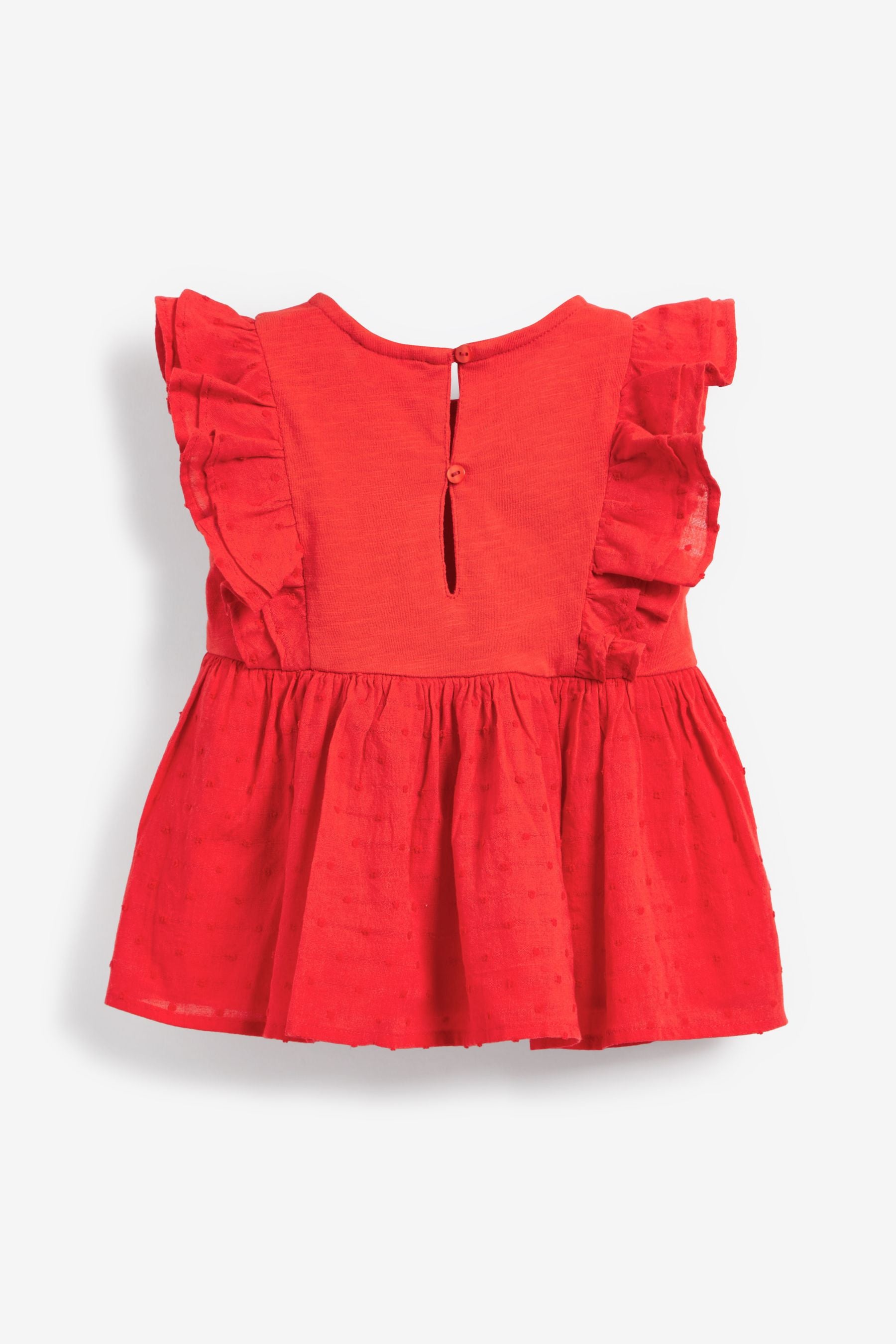 Red Broderie Cotton Blouse (3mths-7yrs)