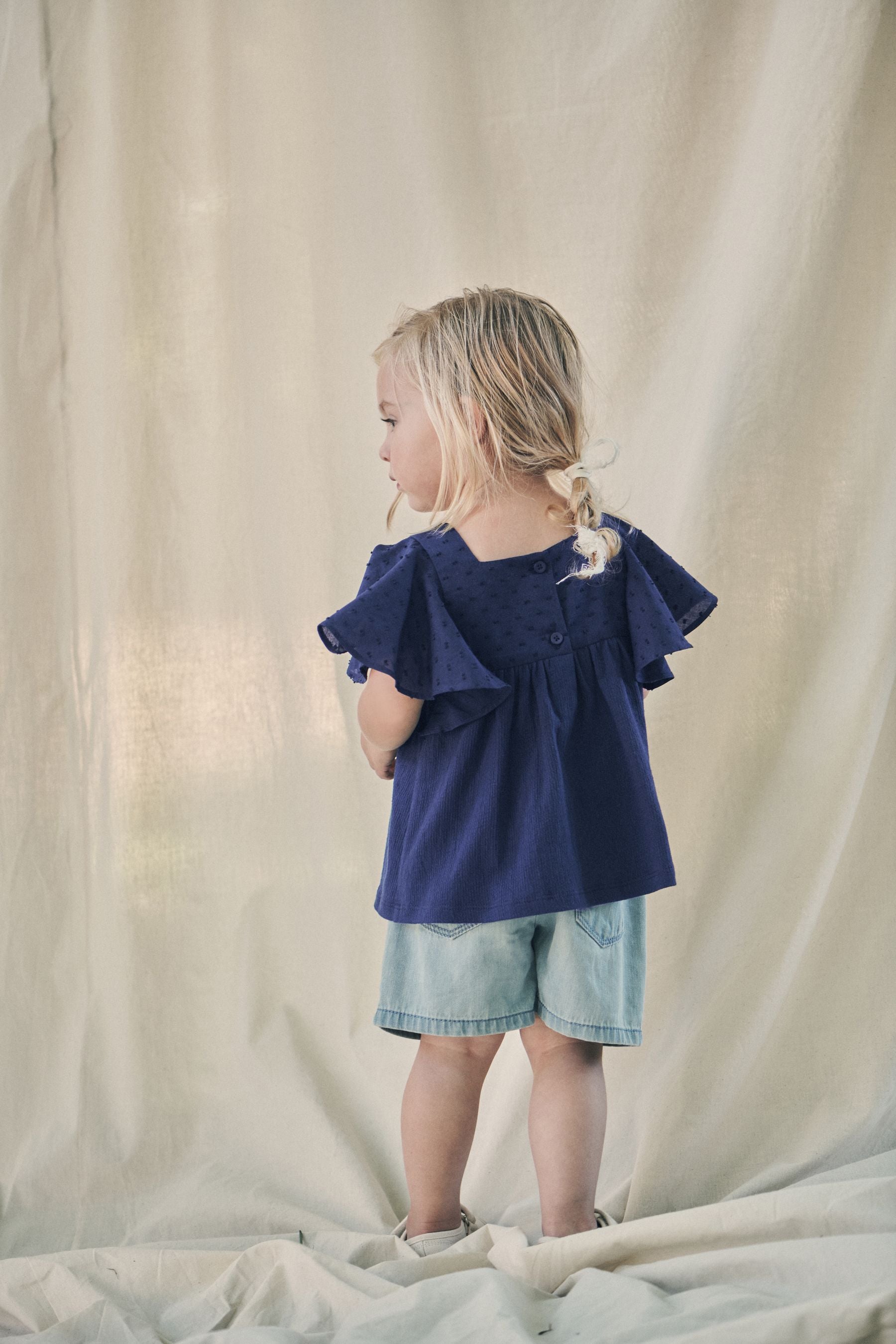 Navy Blue Jersey Tassel Blouse (3mths-7yrs)